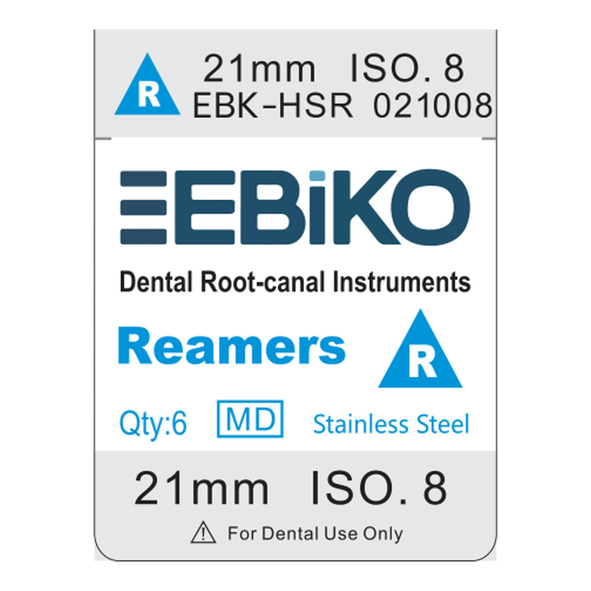 EBIKO Hand Reamer File Stainless Steel 6/Pk – EBIKO-branded box label | EBIKO Dental