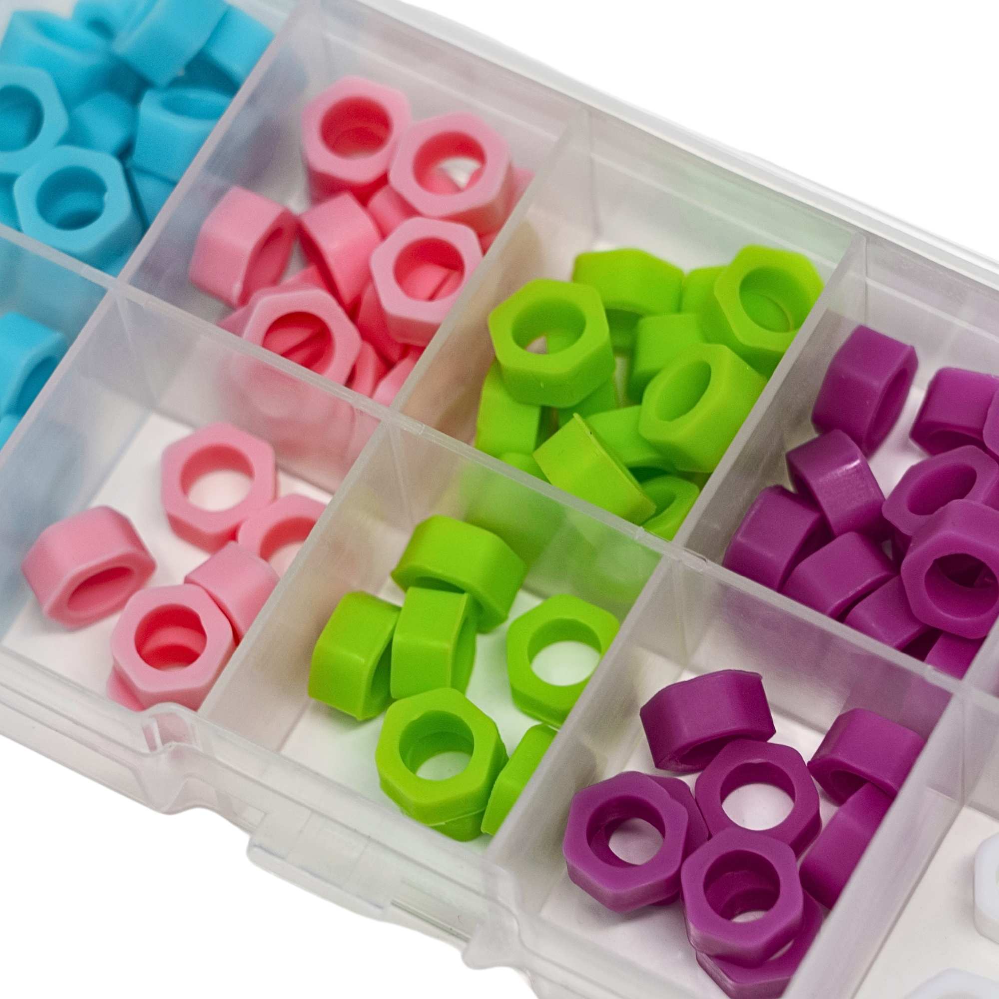 Instrument code rings in assorted colors with a storage box 100 pieces per pack size large