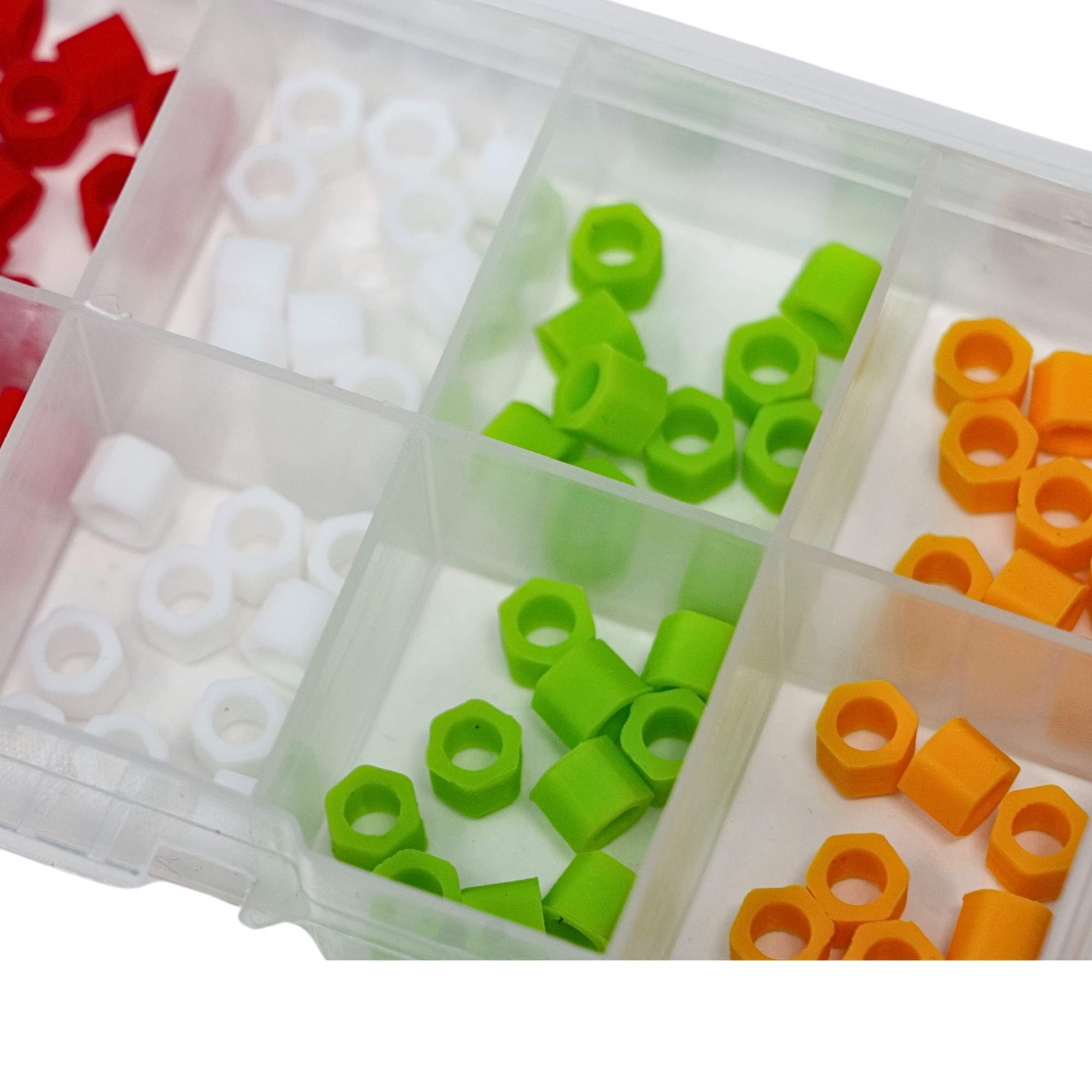 Instrument code rings in assorted colors with a storage box 100 pieces per pack size small