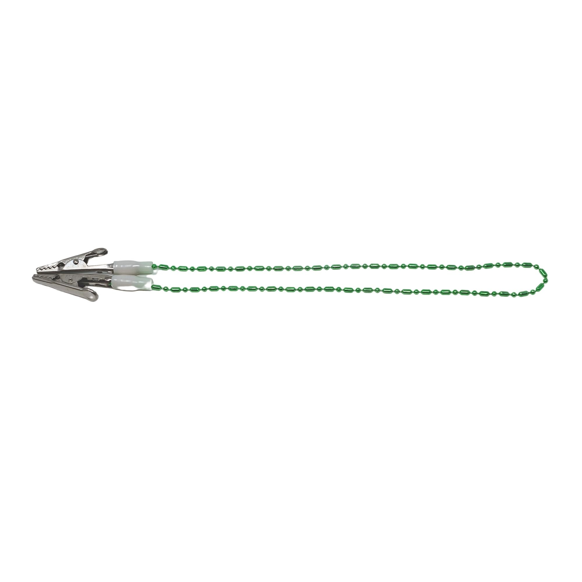 Metal bib chain holder autoclavable 3 per pack green color