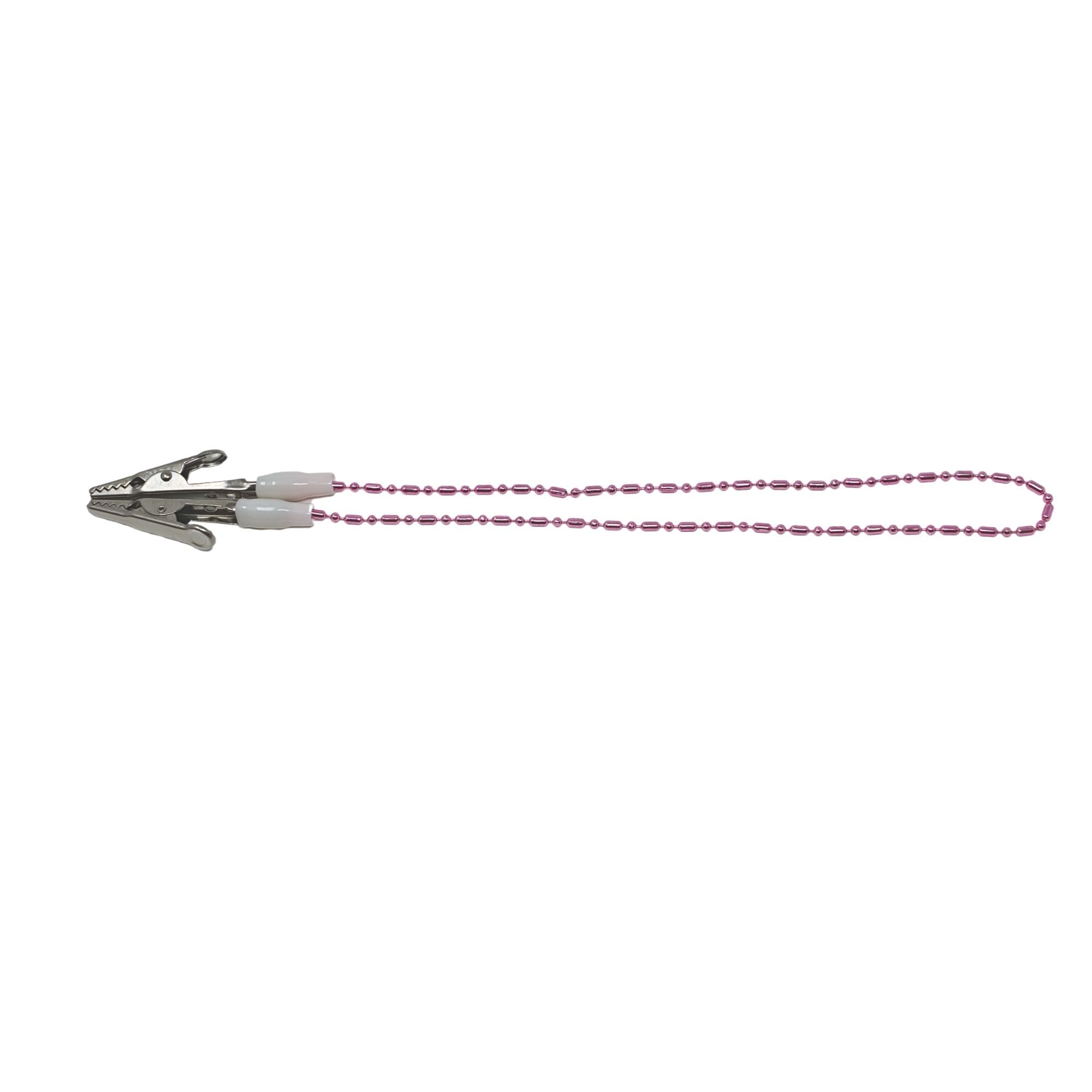 Metal bib chain holder autoclavable 3 per pack pink color