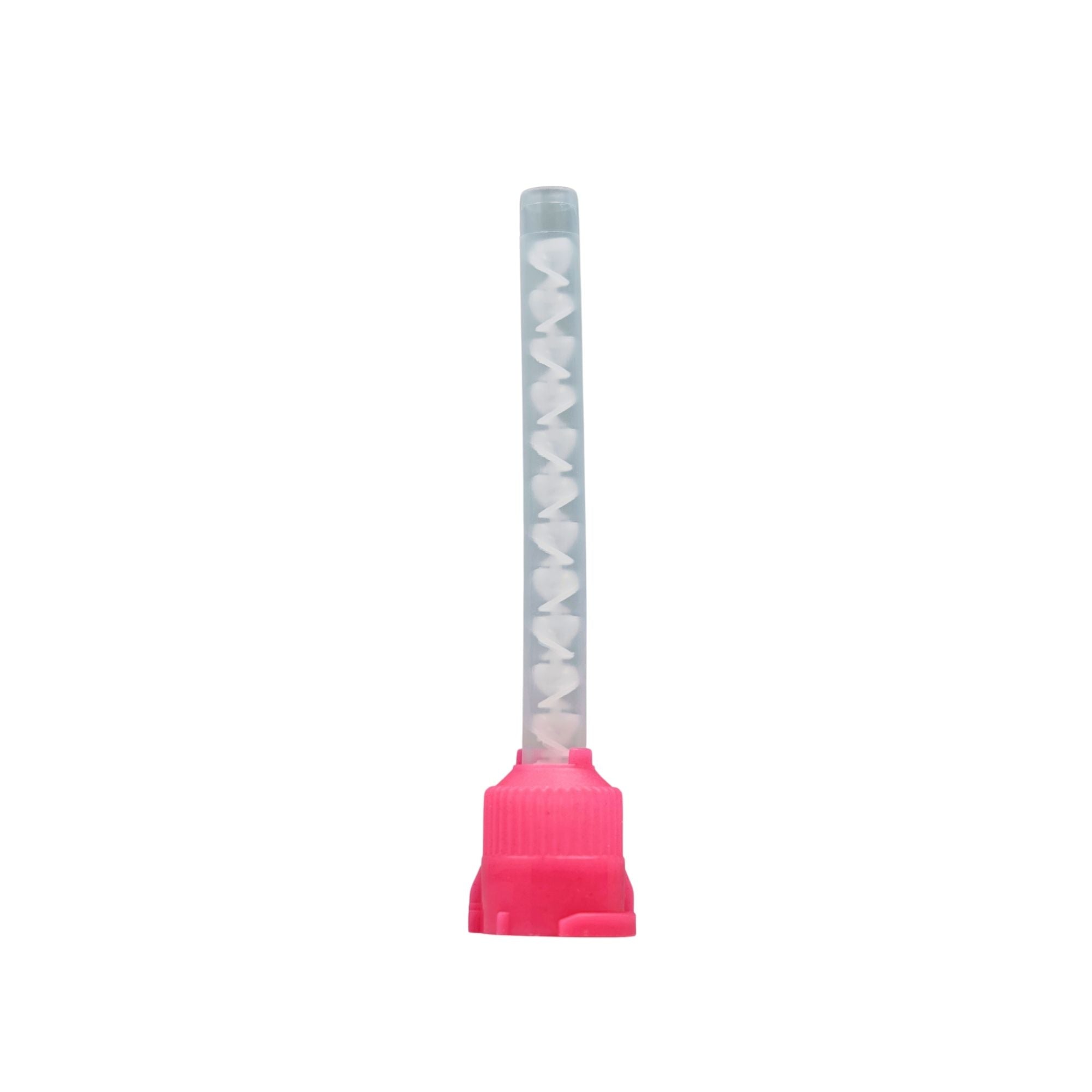 Pink mixing tip with internal spiral structure dental use