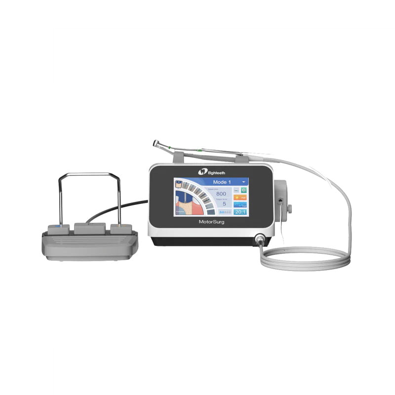 Eighteeth MotorSurg Implant Surgery Motor — MotorSurg unit with foot pedal and handpiece