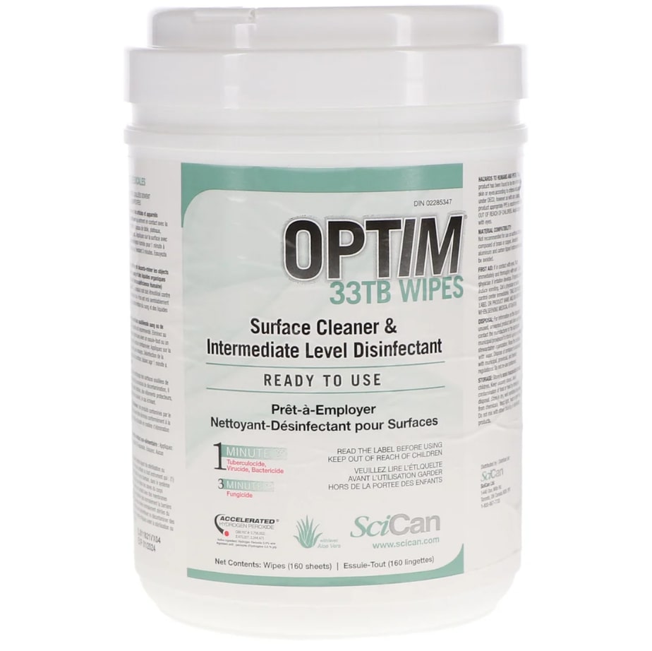 OPTIM 33TB disinfectant wipes unscented 160 pack surface cleaner by SciCan