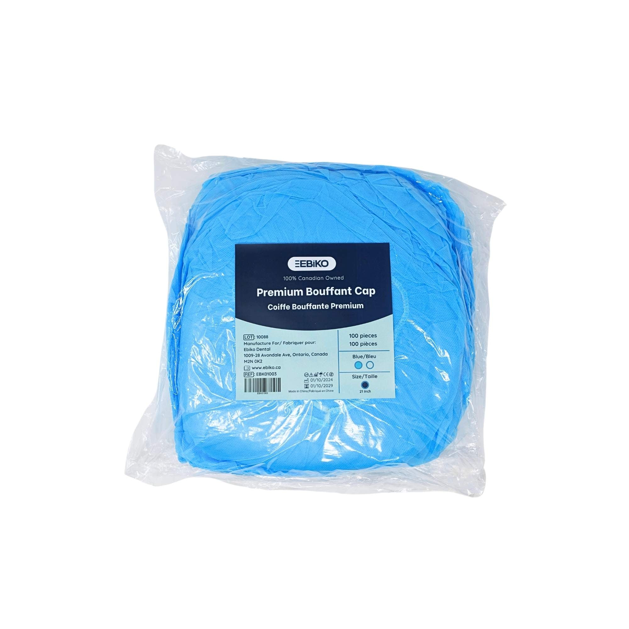 100 piece of blue 21 inch extra thick disposable bouffant cap for hygienic protection