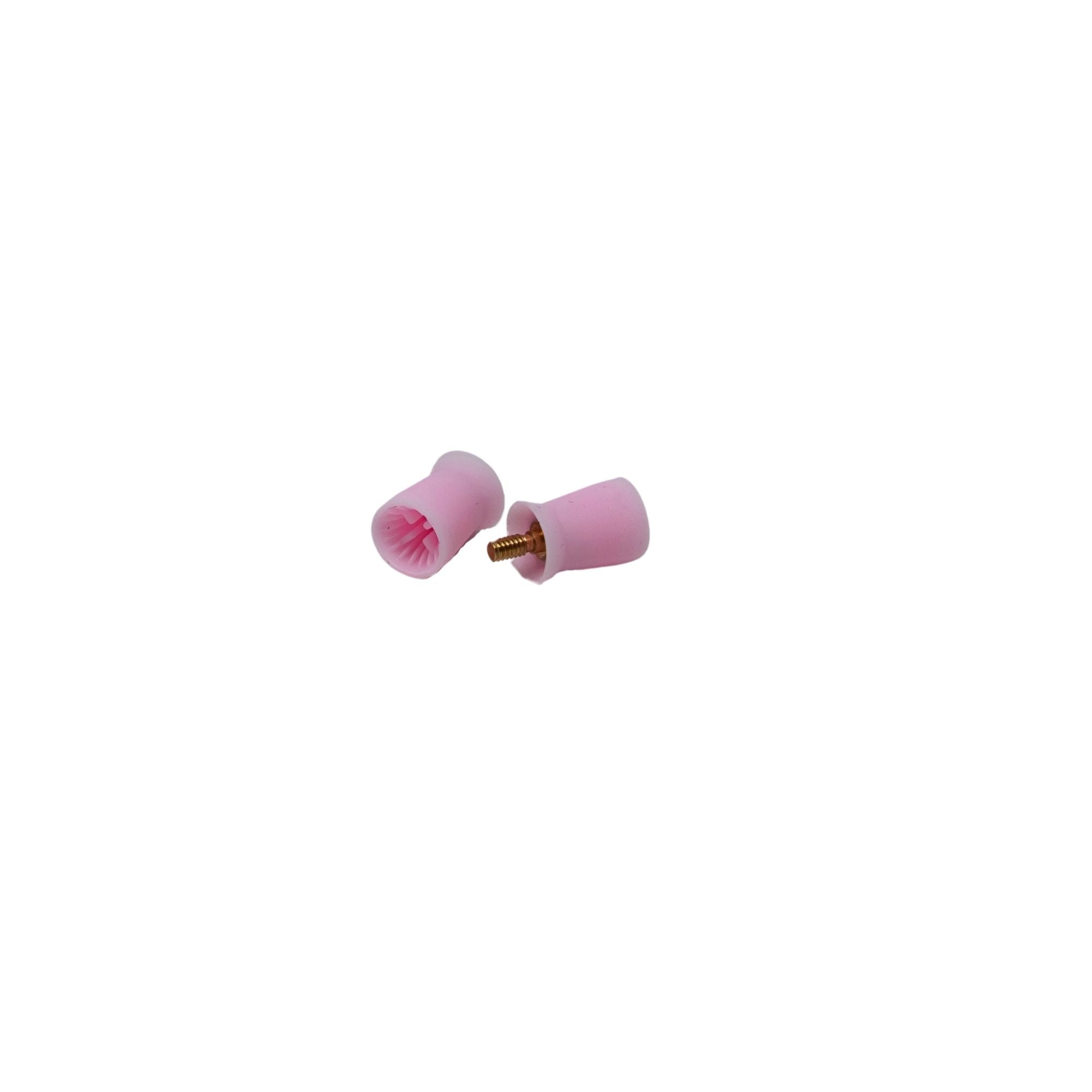 Screw-on prophy cups in plain soft style pink color for dental polishing