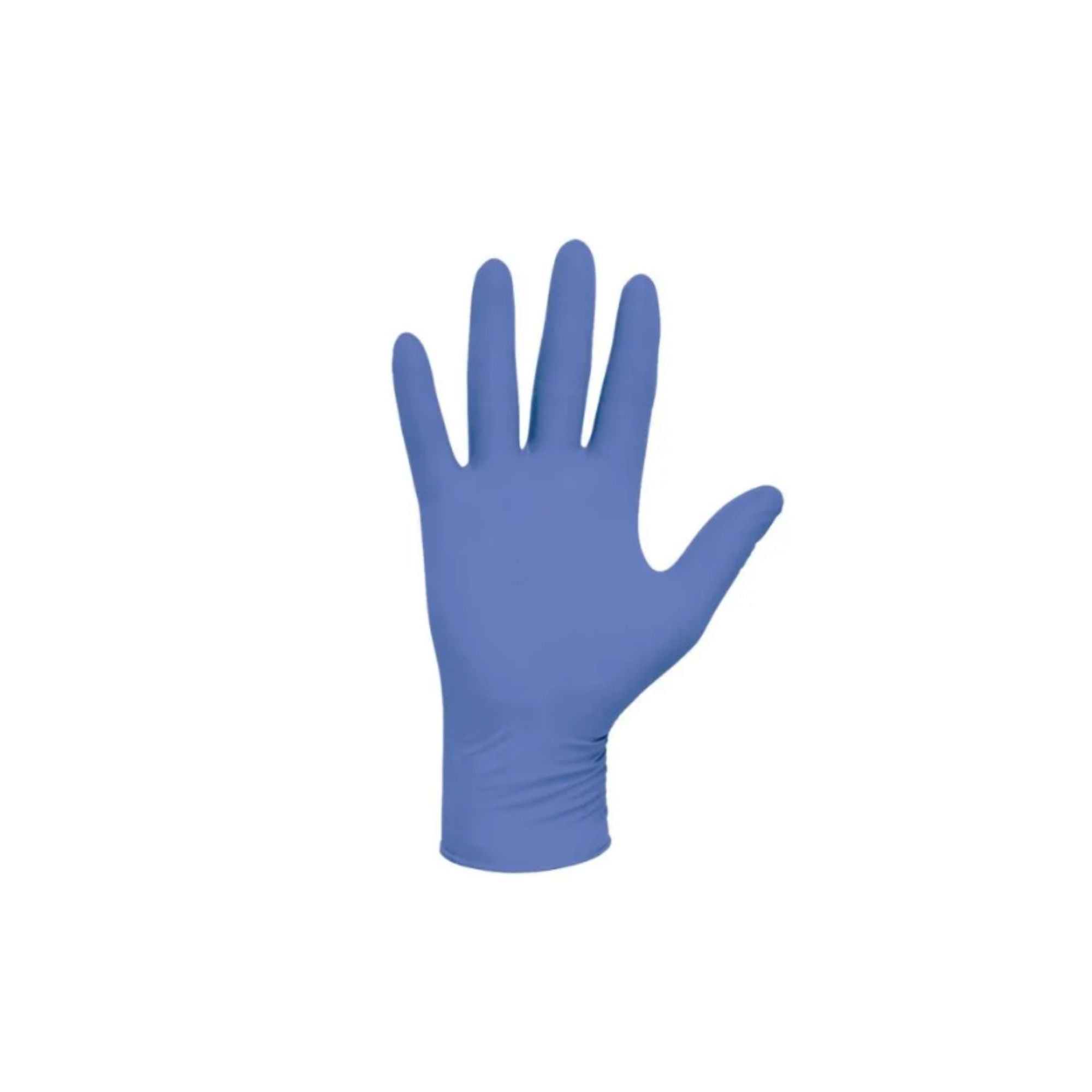 Blue nitrile glove on a white background