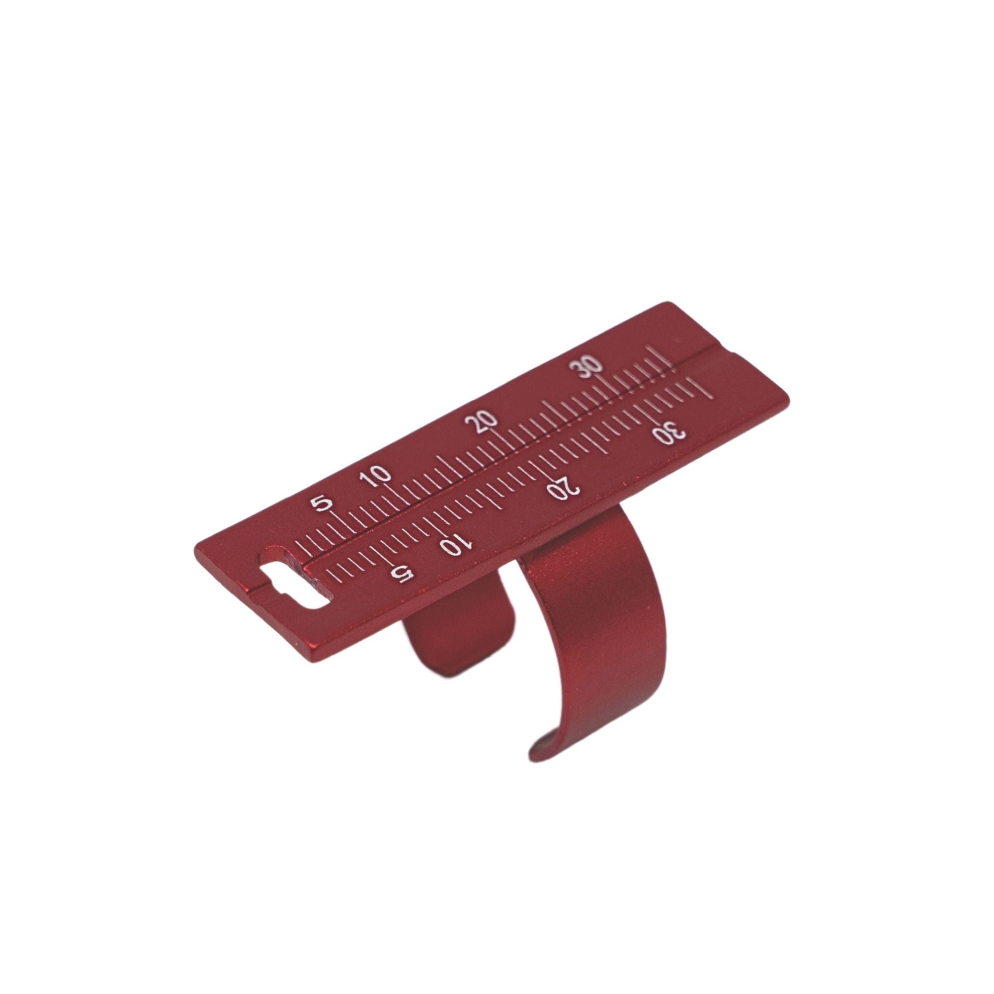Red aluminum endo ring dental measuring gauge for endodontic procedures with precision ruler scale for file measurement