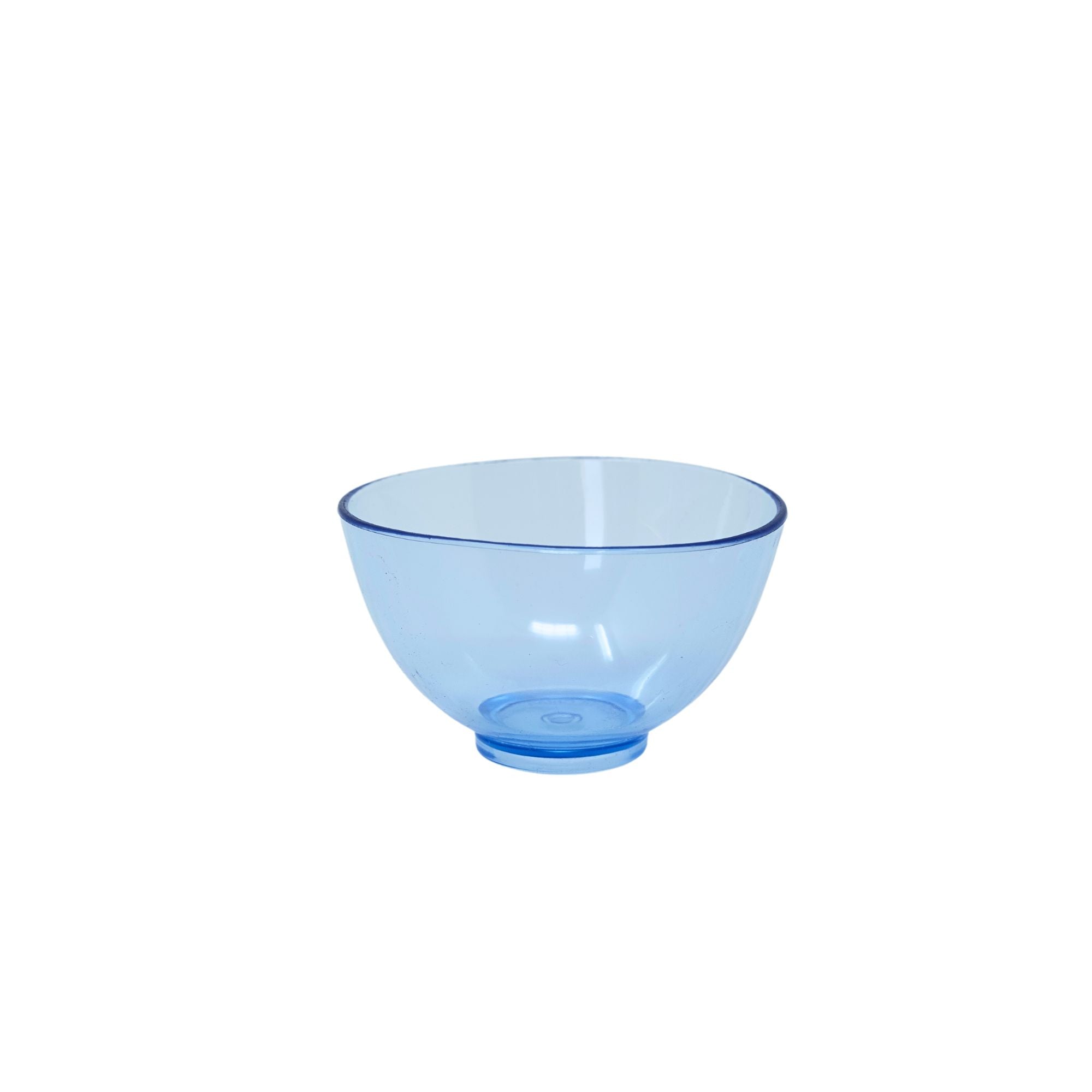 Small blue soft clear mixing bowl for precise material mixing in dental or laboratory settings