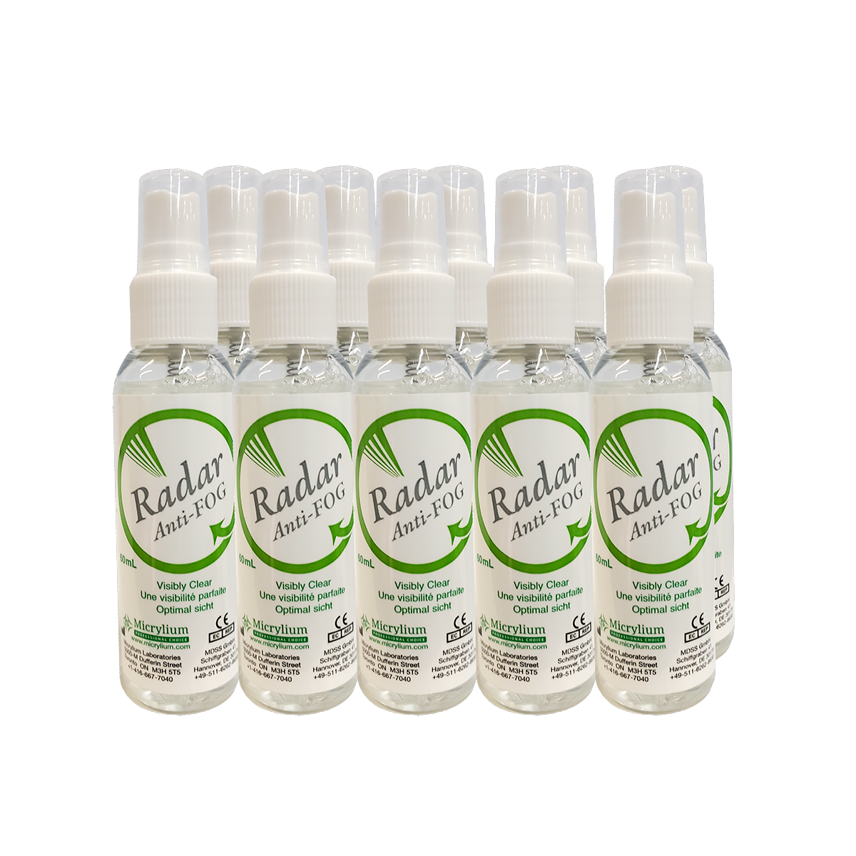 Micrylium RADAR Anti-Fog 10-Pack 60 mL Mini-Sprays — 05-FOGG-060