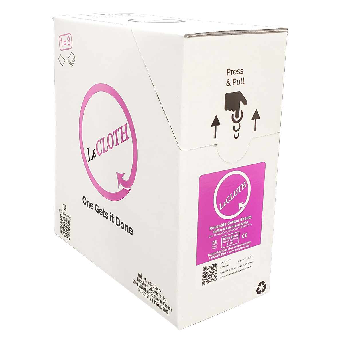 Micrylium Le Cloth Dry Wipes EcoPACK — 300 sheets — 04-LCWR-300