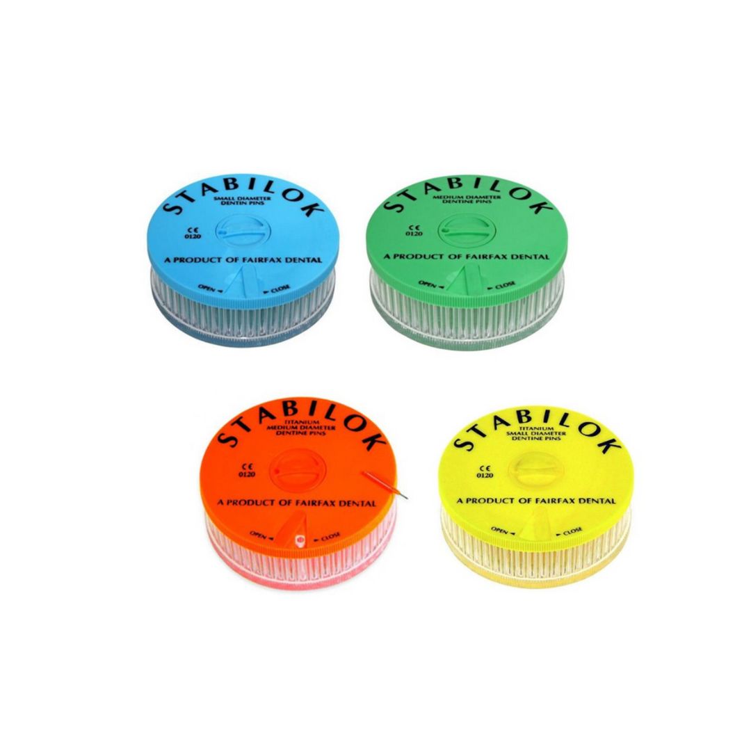 Stabilok self-shearing dental retention pins color-coded economy kit 100 pack by Fairfax Dental
