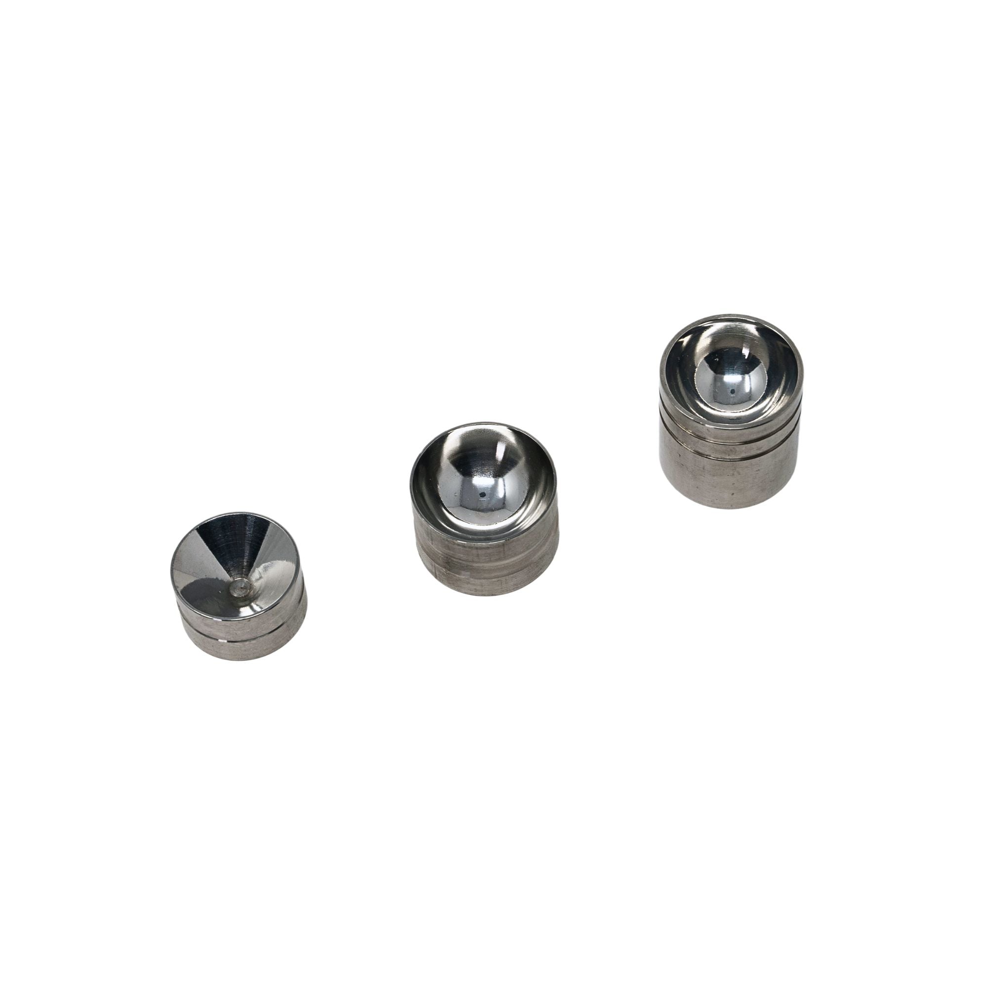 stainless steel amalgam wells available in small medium and large sizes shown in top view