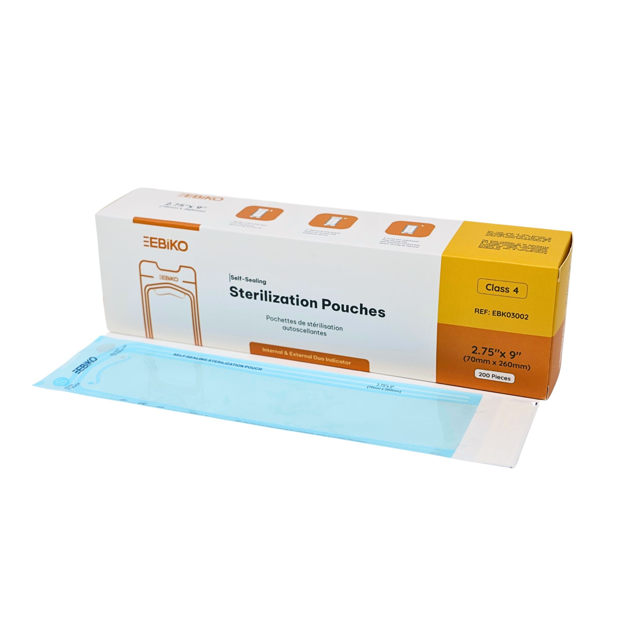 Sterilization Pouches Class 4 size 2.75x9 inches for dental and medical sterilization use