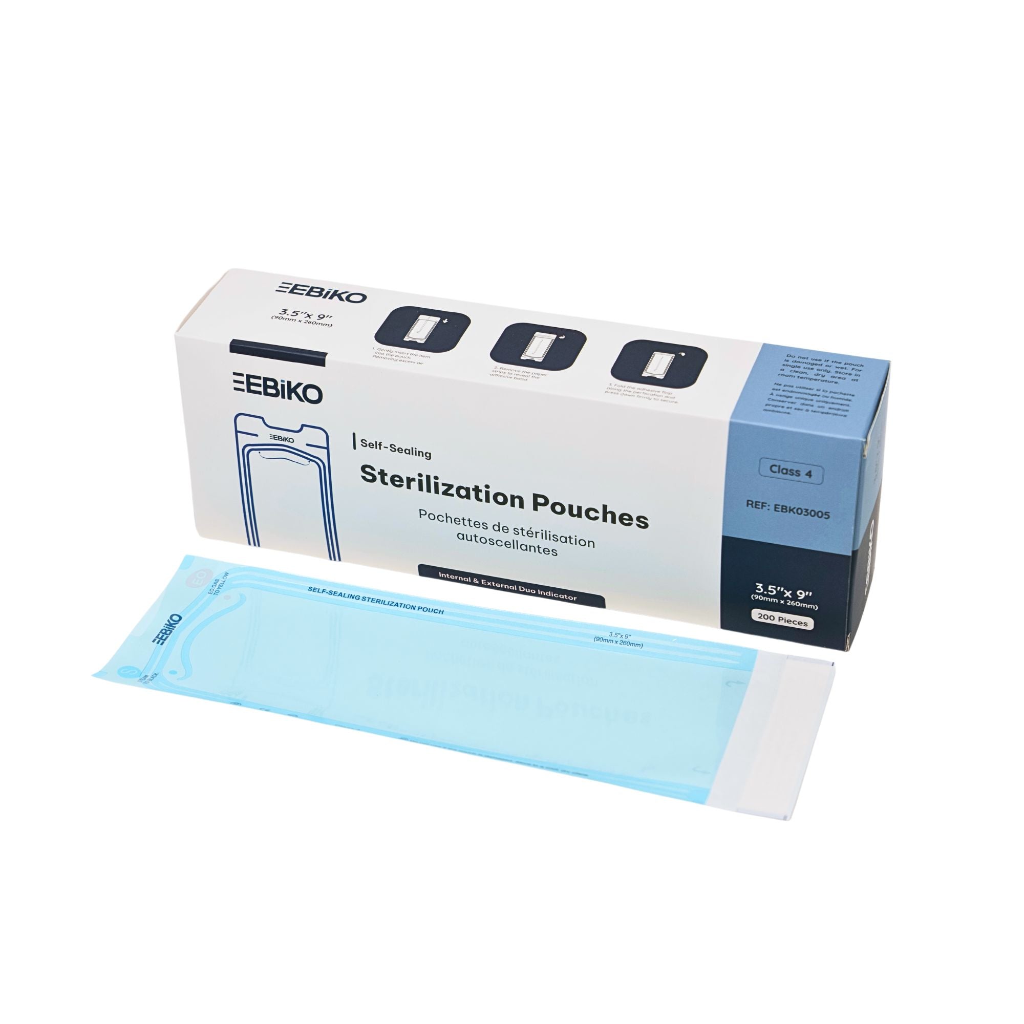 Sterilization Pouches Class 4 size 3.5x9 inches for dental and medical sterilization use