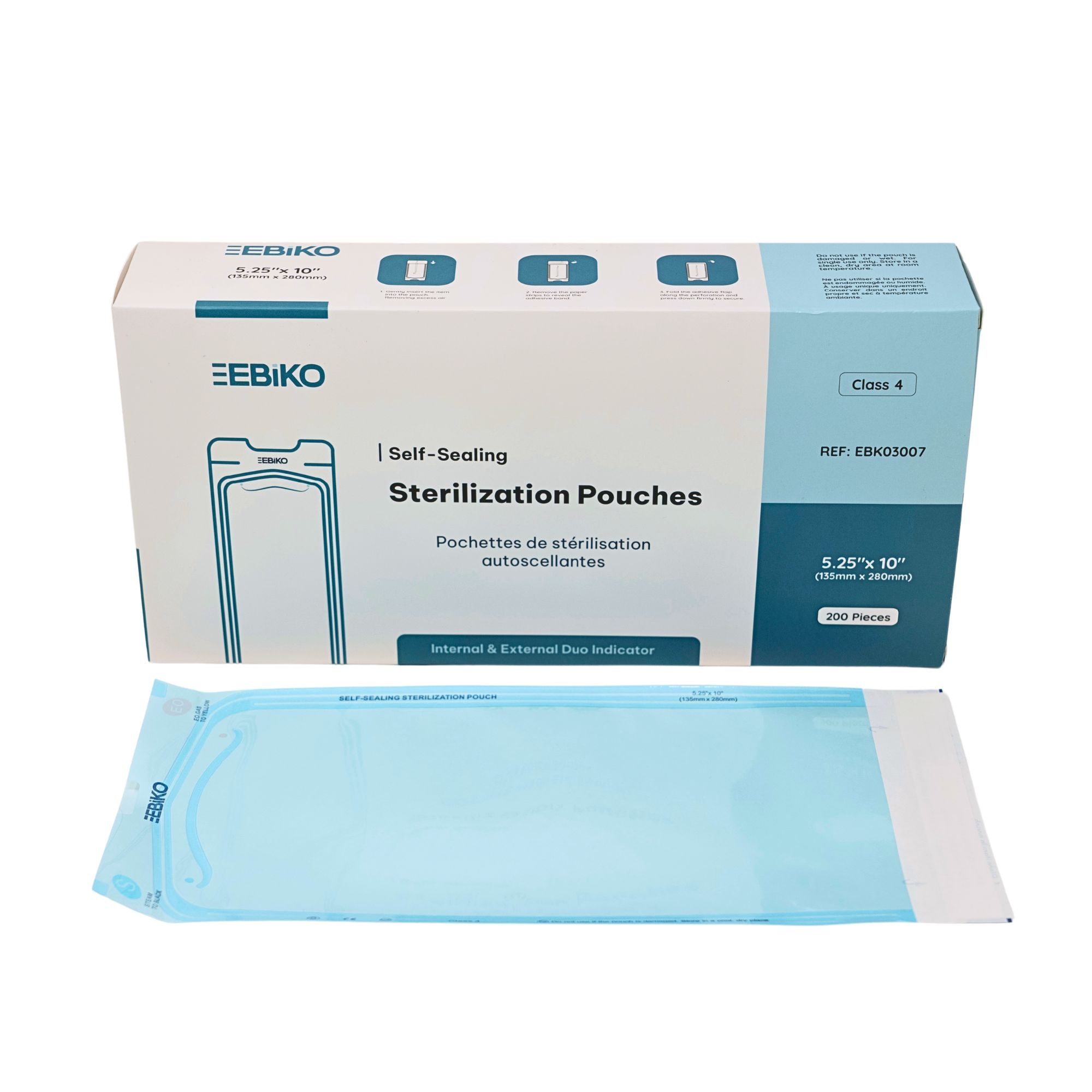 Sterilization Pouches Class 4 size 5.25x10 inches for dental and medical sterilization use