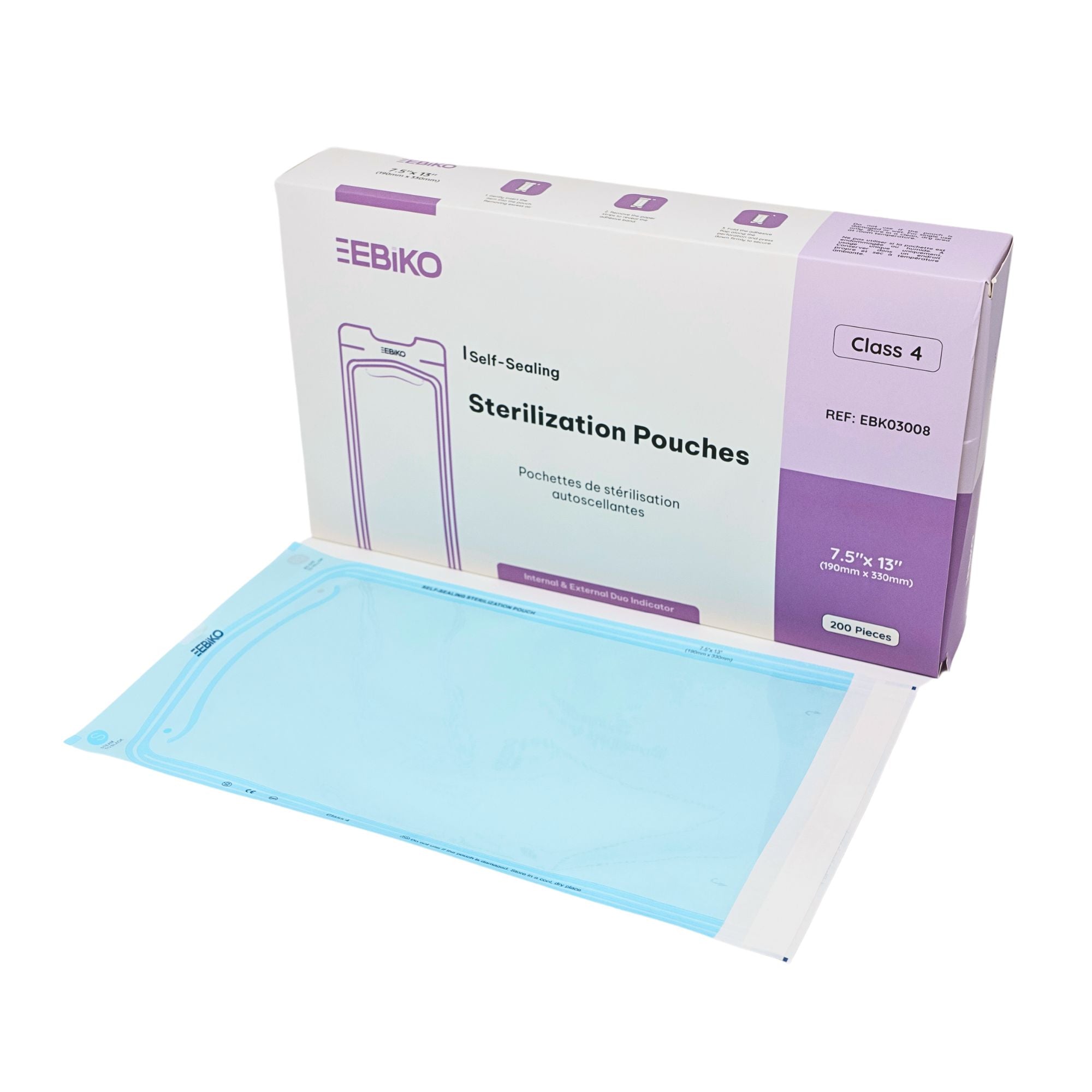 Sterilization Pouches Class 4 size 7.5x13 inches for dental and medical sterilization use