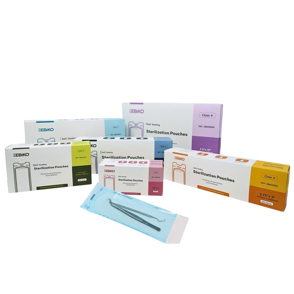 Sterilization Pouches Class 4 in 6 sizes 200 pouches per pack for dental and medical sterilization use