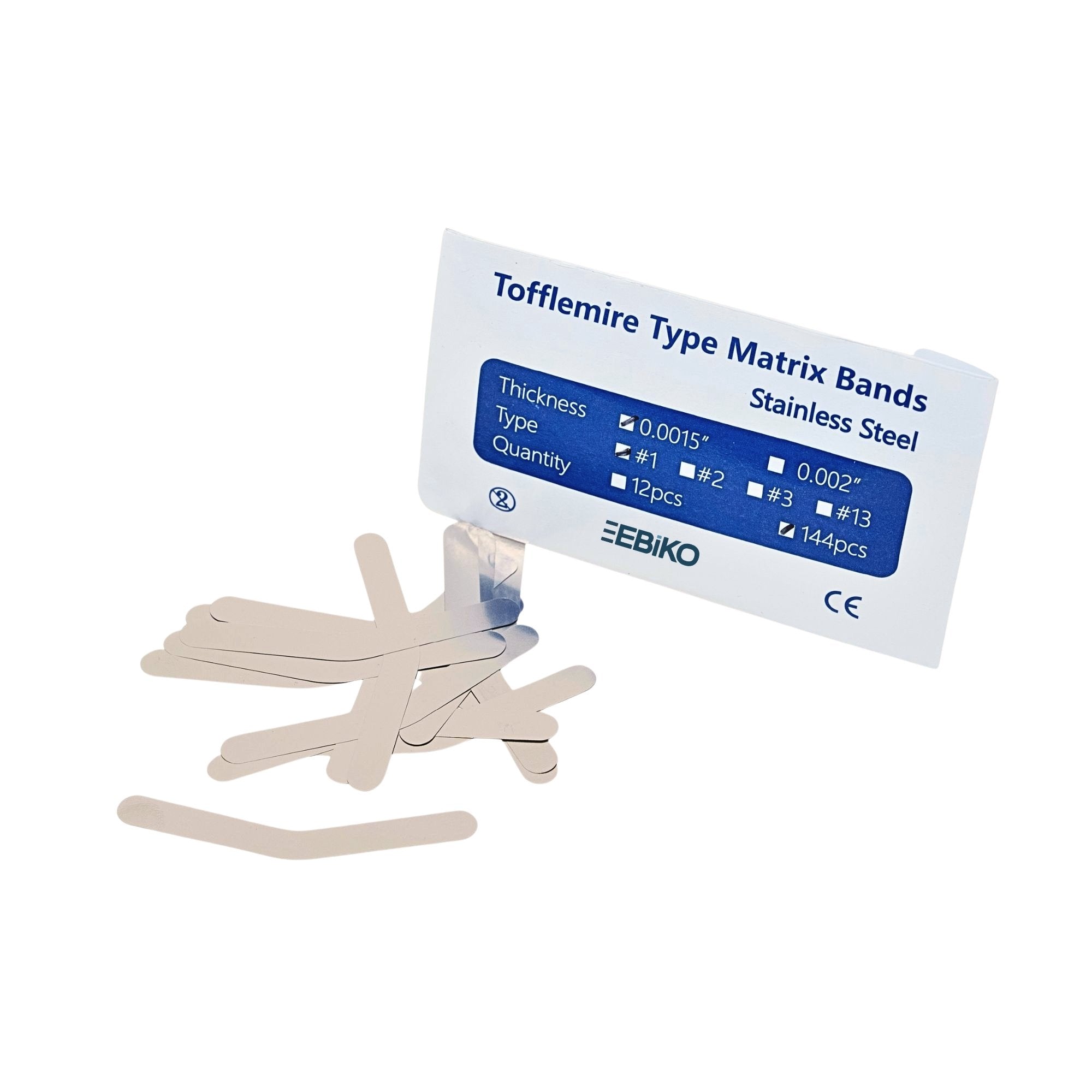 Ebiko Tofflemire Matrix Bands stainless steel #1 with 0.0015 thickness for dental restorations
