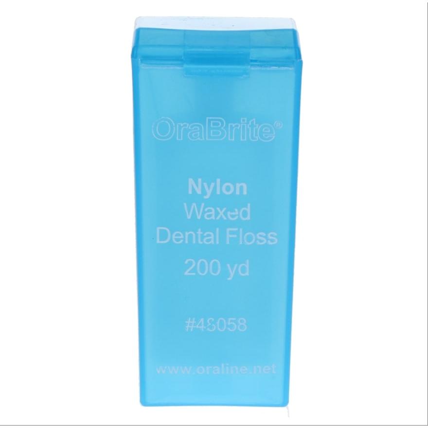 3D nylon waxed dental floss 200 yard refill in blue dispenser case