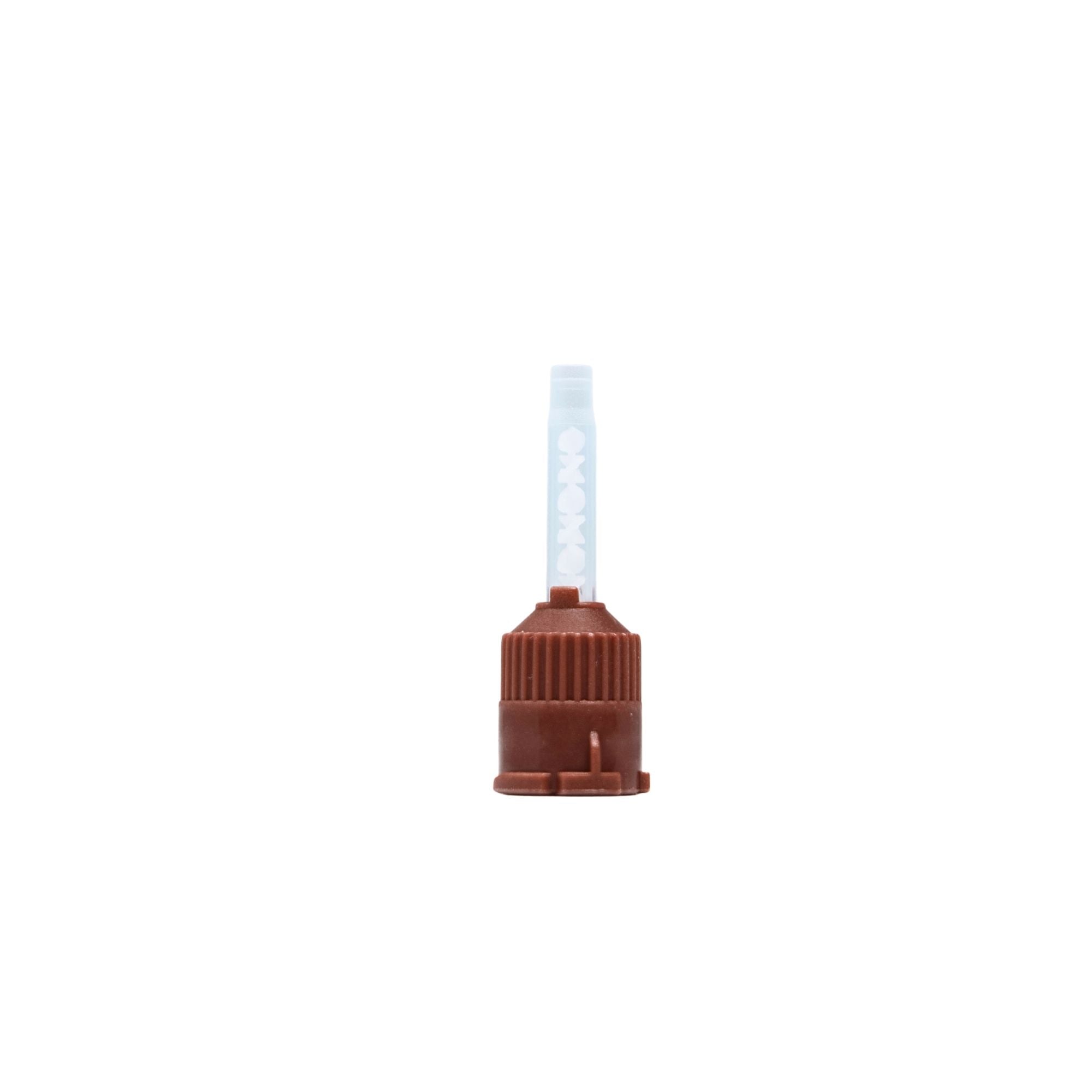 Brown dental mixing tips without intraoral tip showing detailed structure