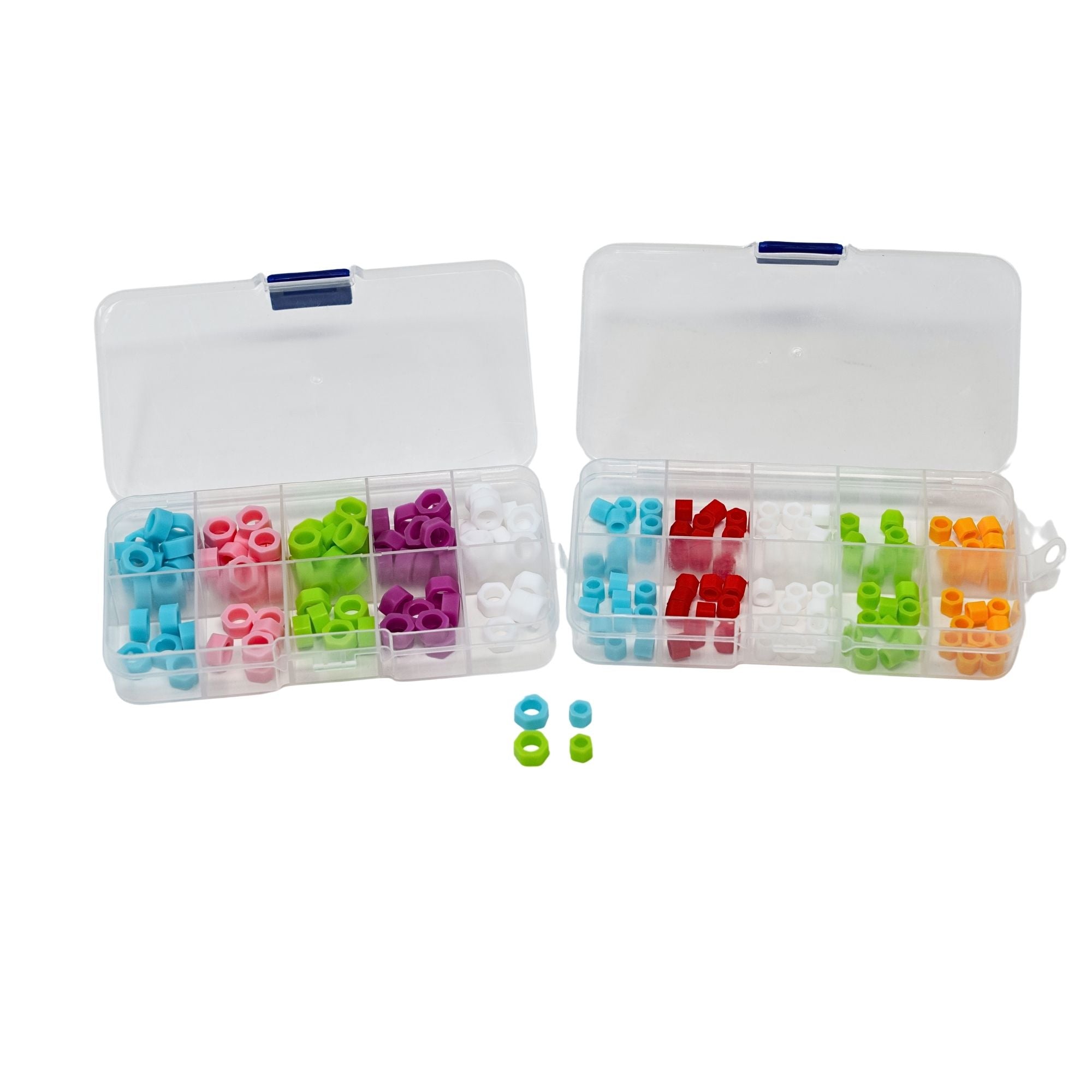 Instrument code rings in assorted colors with a storage box 100 pieces per pack size small and large