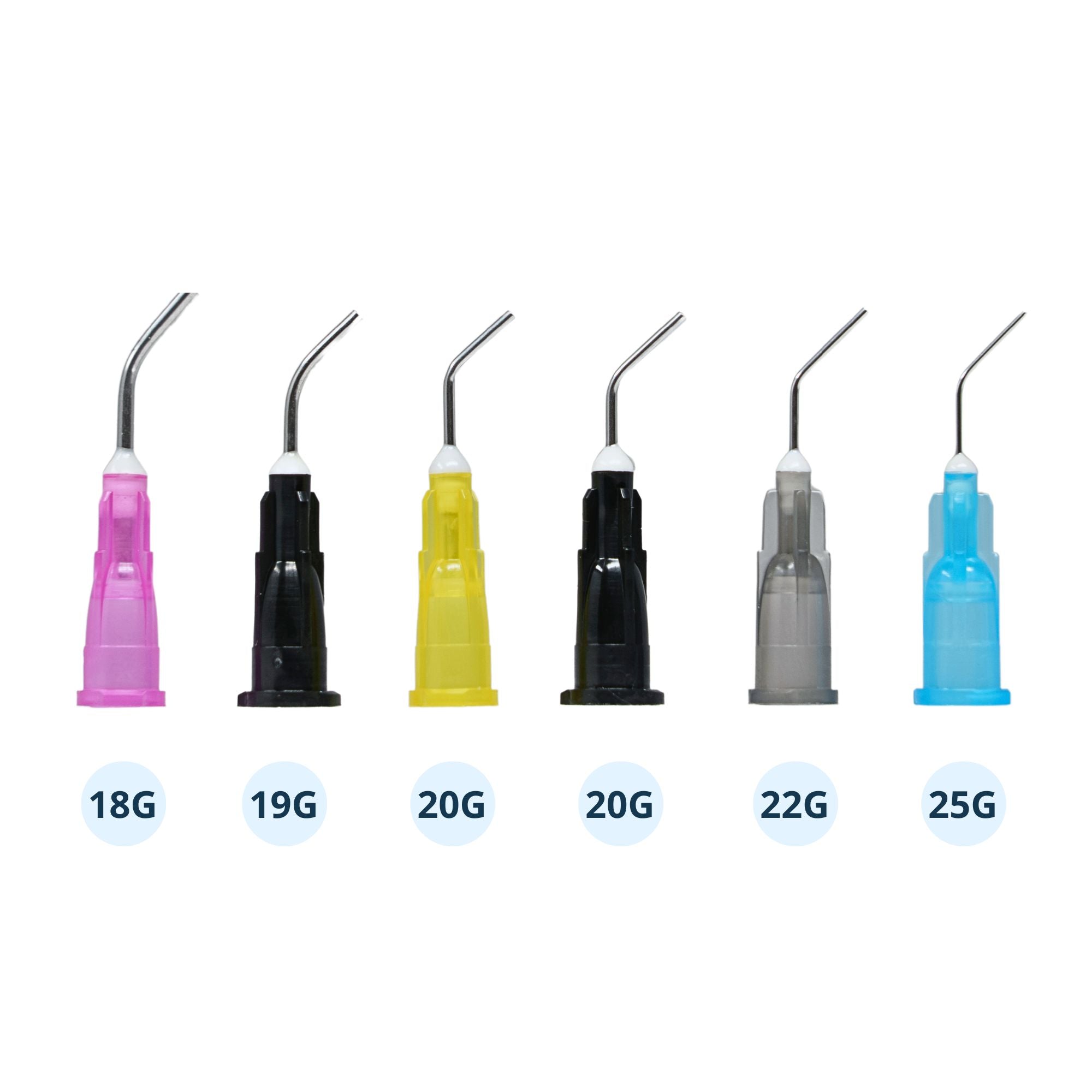 Pre-Bent Dispensing Tips available in 18G 19G 20G 22G and 25G for precise material application in dental procedures