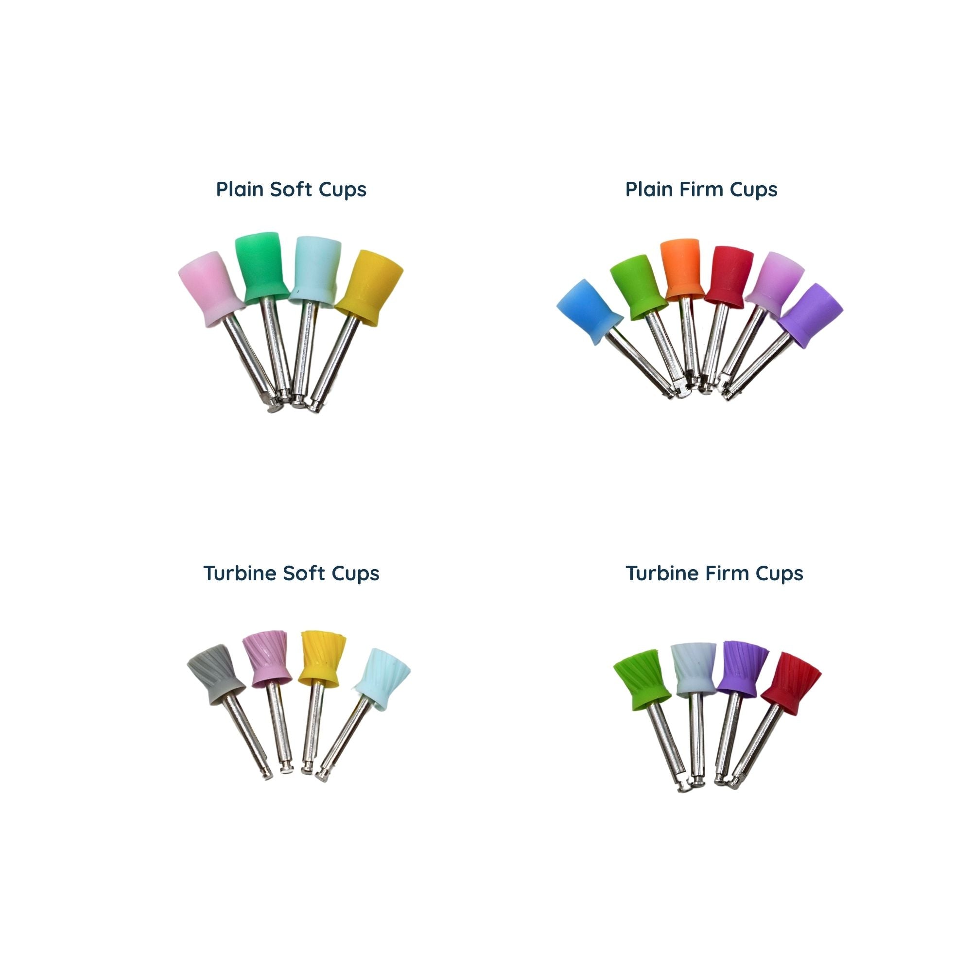 Latch prophy cups in 4 styles for dental polishing