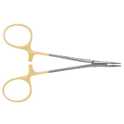 HiTeck Mayo Hegar Needle Holder, Serrated, Tungsten Carbide, 14CM, Curved – SKU 09-2653-14 | EBIKO Dental