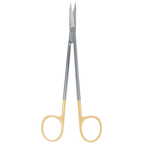 Kelly Scissor Curved, 16CM, 1 Serrated Blade, Tungsten Carbide – SKU 200-131 | EBIKO Dental