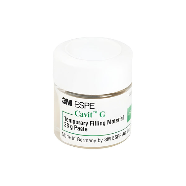 Jar of 3M Espe Cavit G temporary filling material on a white background
