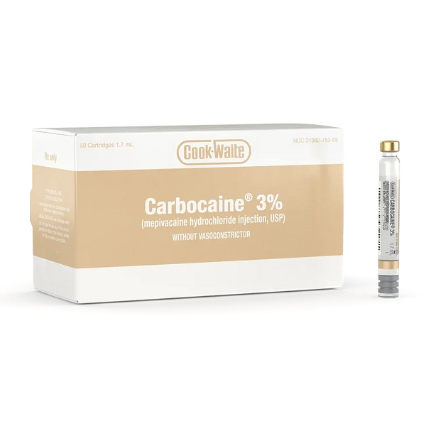 Carbocaine® 3% Plain Dental Anesthetic – 50 Cartridges (1.7mL) | Septodont