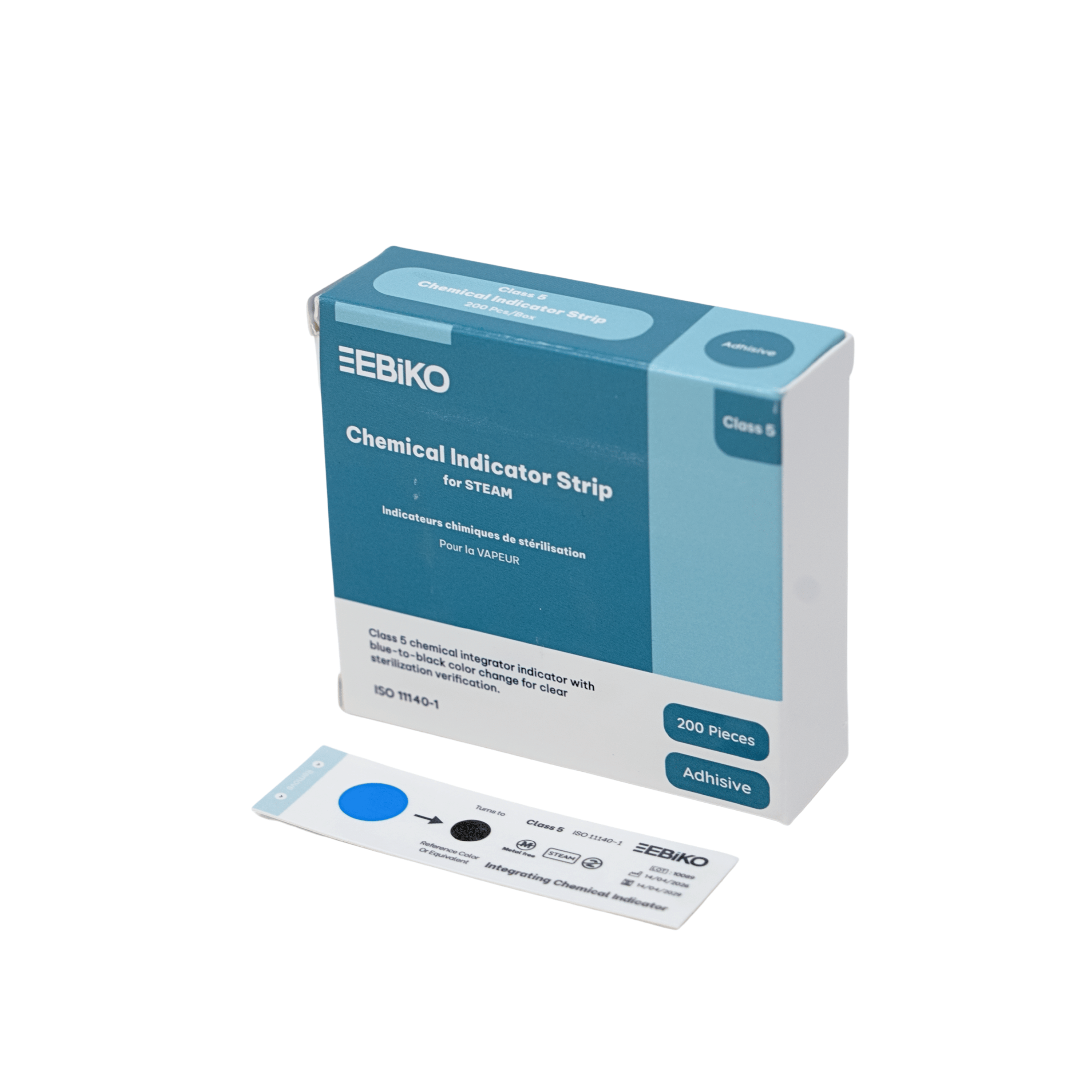 EBIKO Class 5 self-adhesive chemical indicator labels packaging for steam sterilization monitoring, 200 per pack