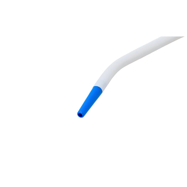 Close-up of Bends Surgical Suction Tips white tube blue tips