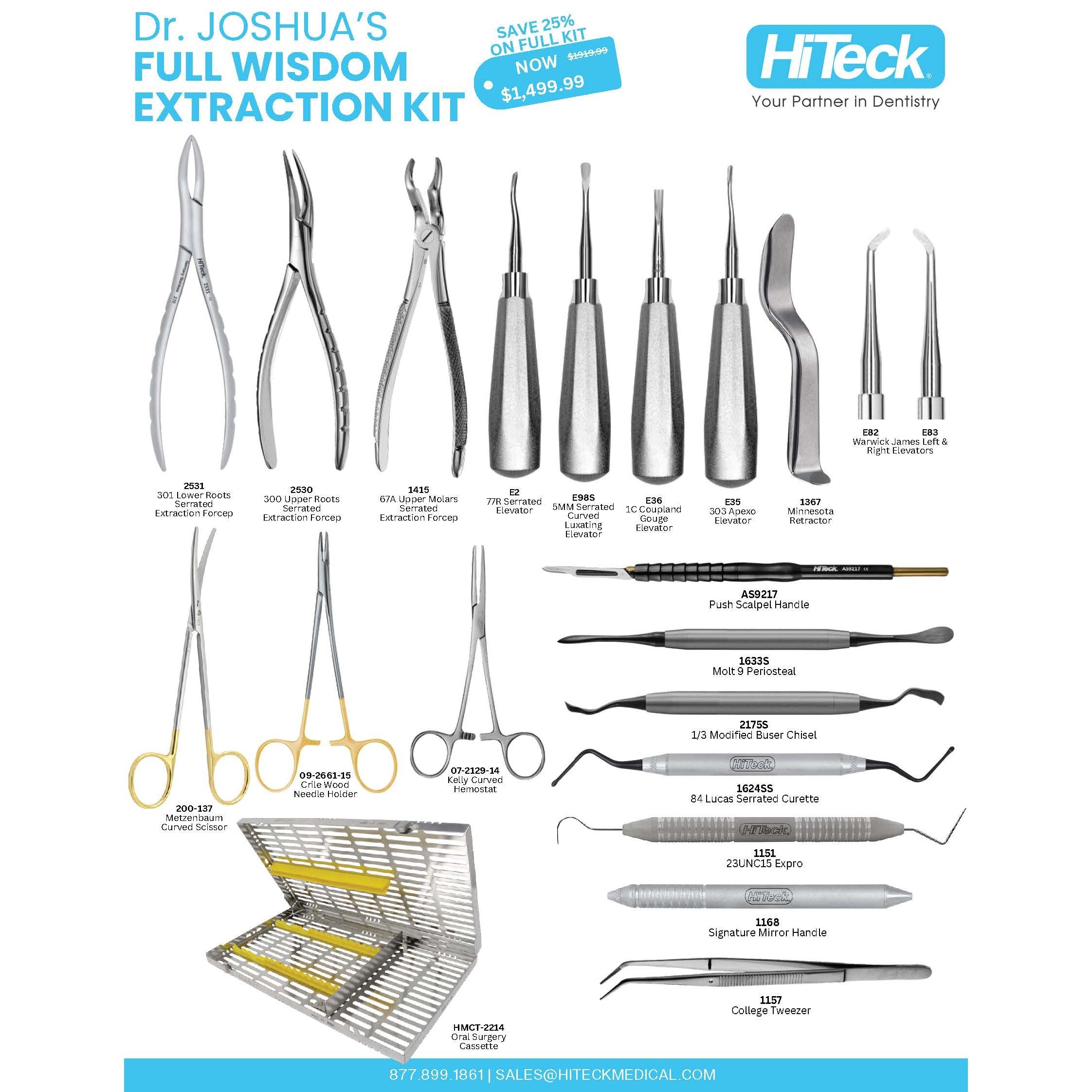 Dr. Joshua's Full Wisdom Extraction Kit - HiTeck Medical Instruments