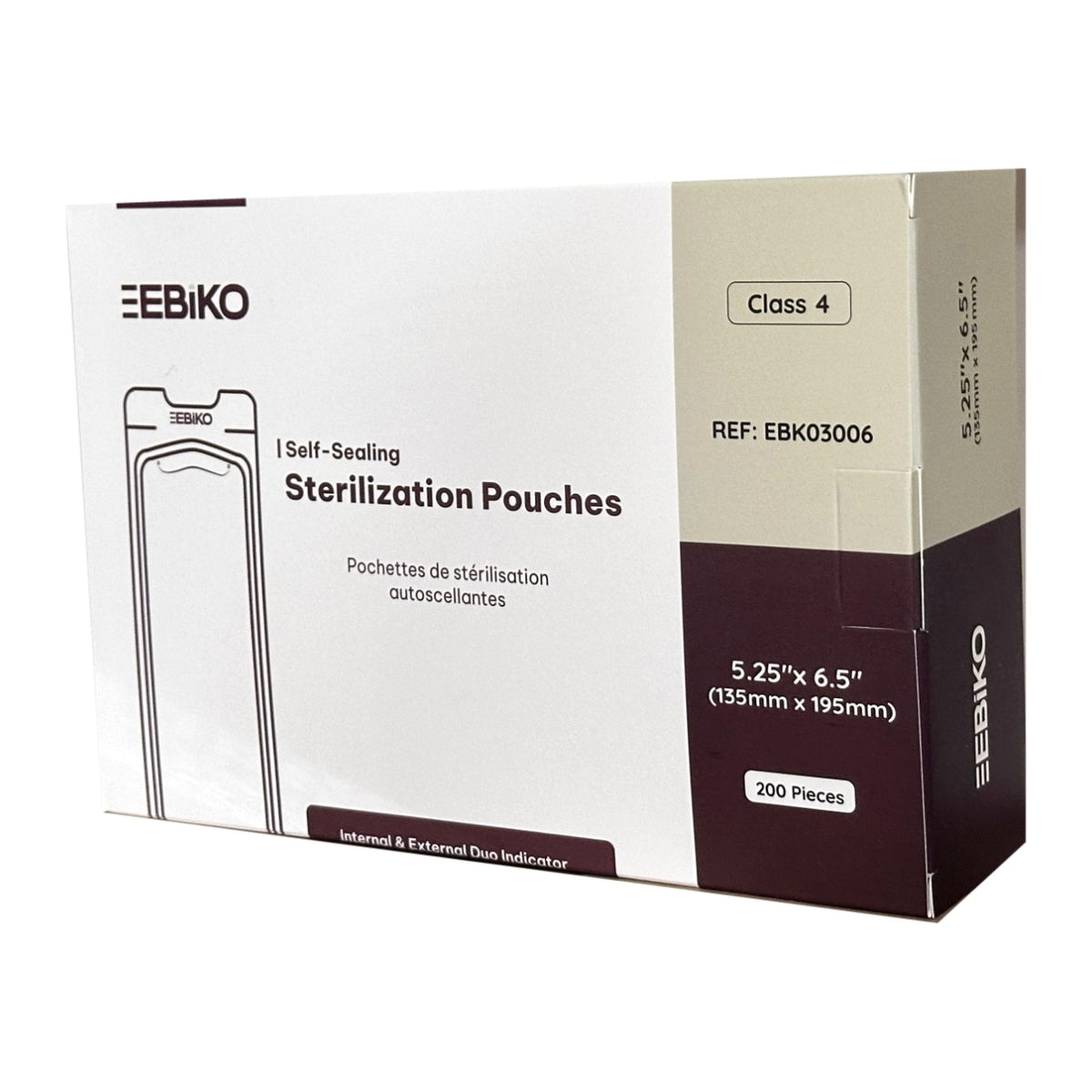EBIKO Self-Sealing Sterilization Pouches, Class 4 - 200/Box – 5.25x6.5 – SKU EBK03006 | EBIKO Dental
