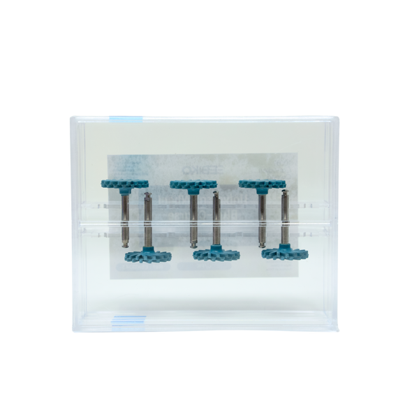 Ebiko universal wheel blue coarse dental polishing wheel 6 pack in clear plastic case