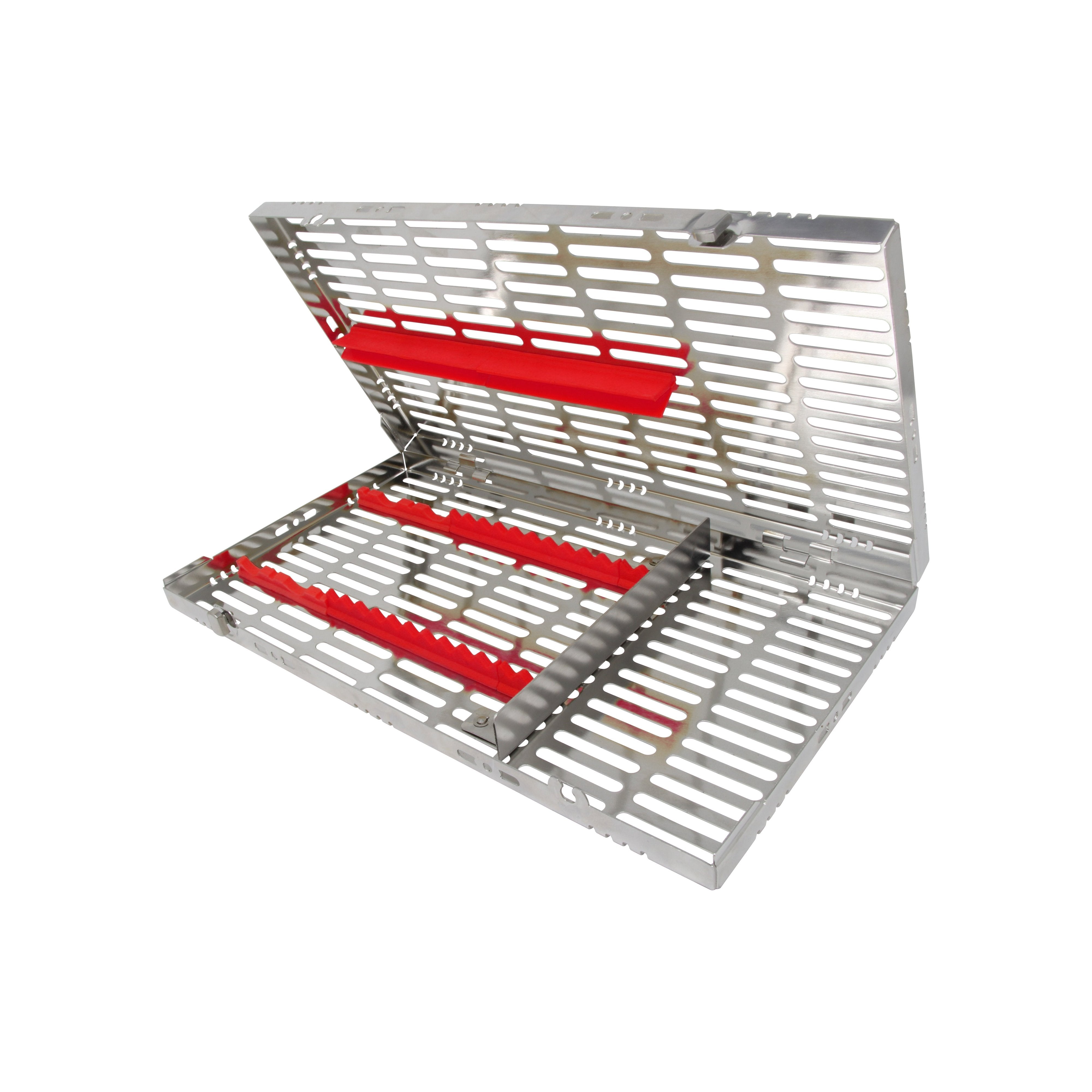 Sterilization Cassette for 16 Instruments (4 Elevators), With Adjustable Accessory Area, Oral Surgery Set Up - 370*202*30 MM - HiTeck Medical Instruments