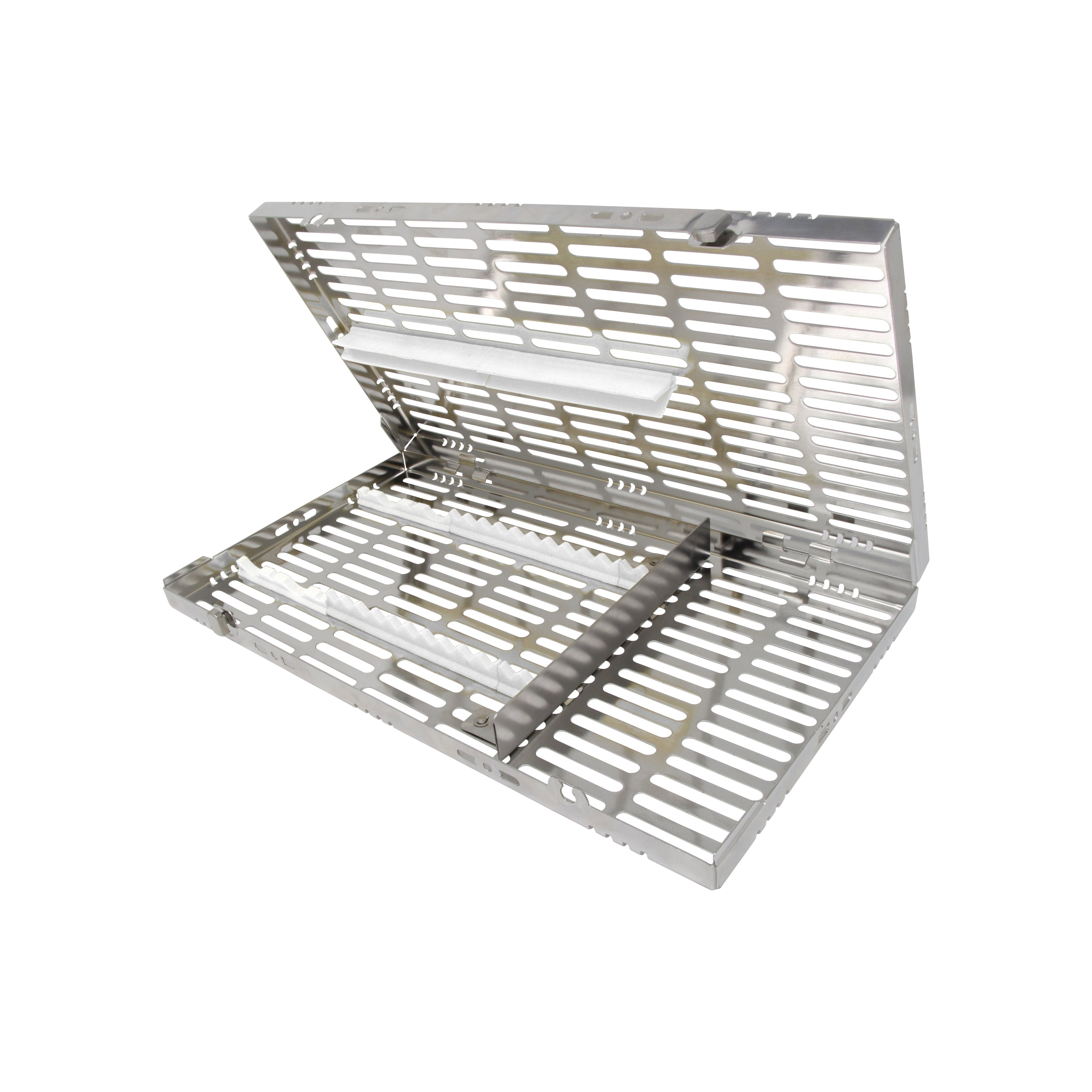 Sterilization Cassette for 16 Instruments (4 Elevators), With Adjustable Accessory Area, Oral Surgery Set Up - 370*202*30 MM - HiTeck Medical Instruments