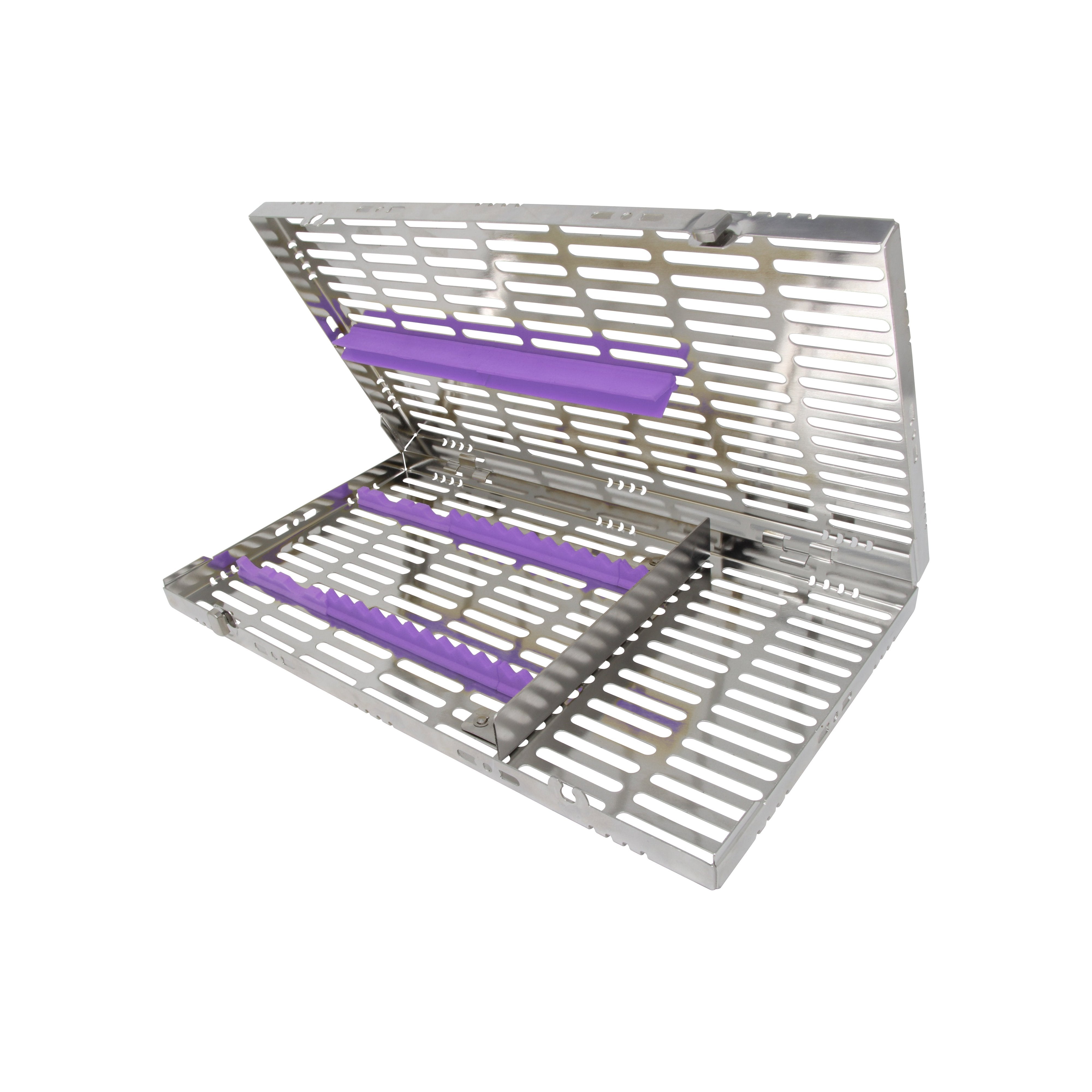 Sterilization Cassette for 16 Instruments (4 Elevators), With Adjustable Accessory Area, Oral Surgery Set Up - 370*202*30 MM - HiTeck Medical Instruments