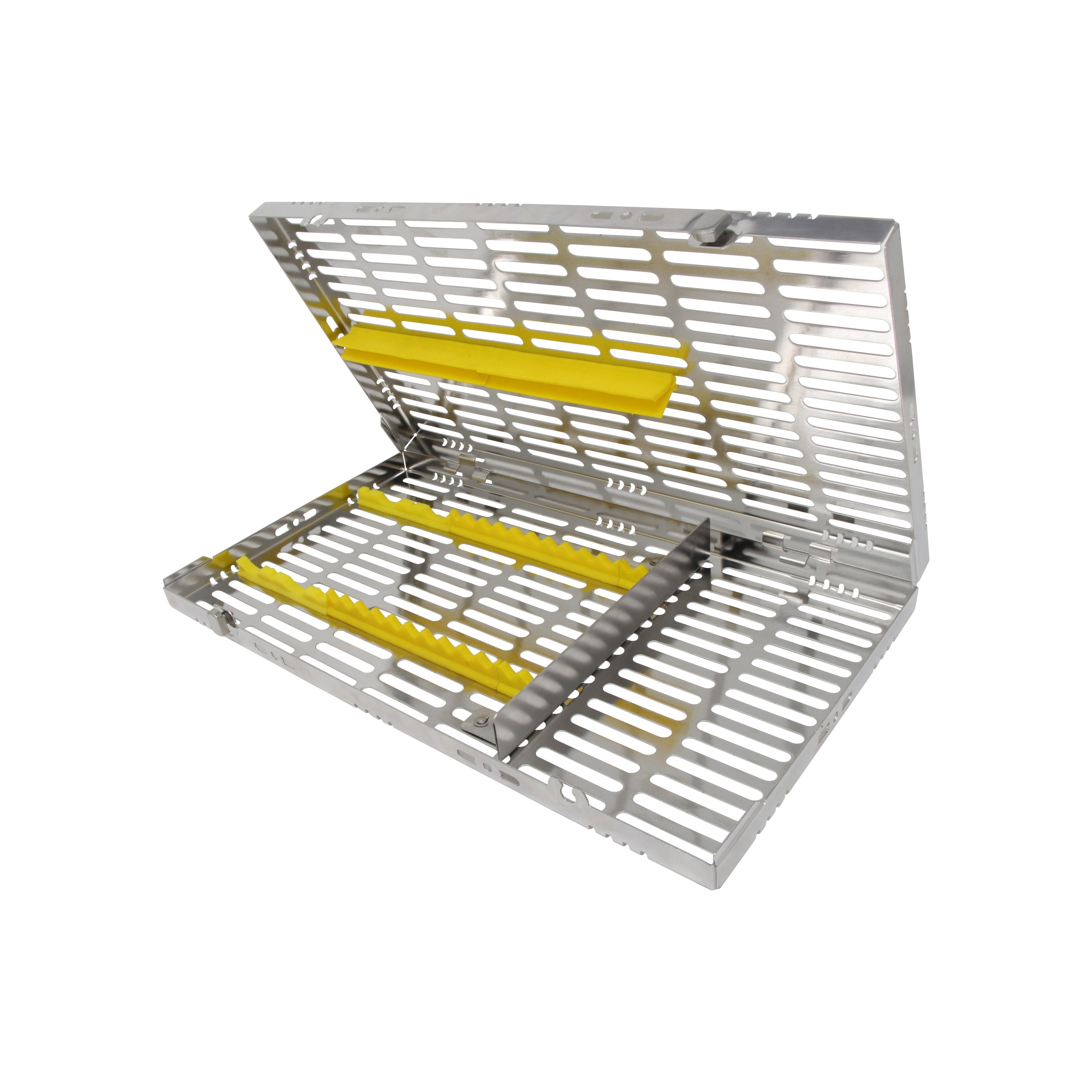 Sterilization Cassette for 16 Instruments (4 Elevators), With Adjustable Accessory Area, Oral Surgery Set Up - 370*202*30 MM - HiTeck Medical Instruments
