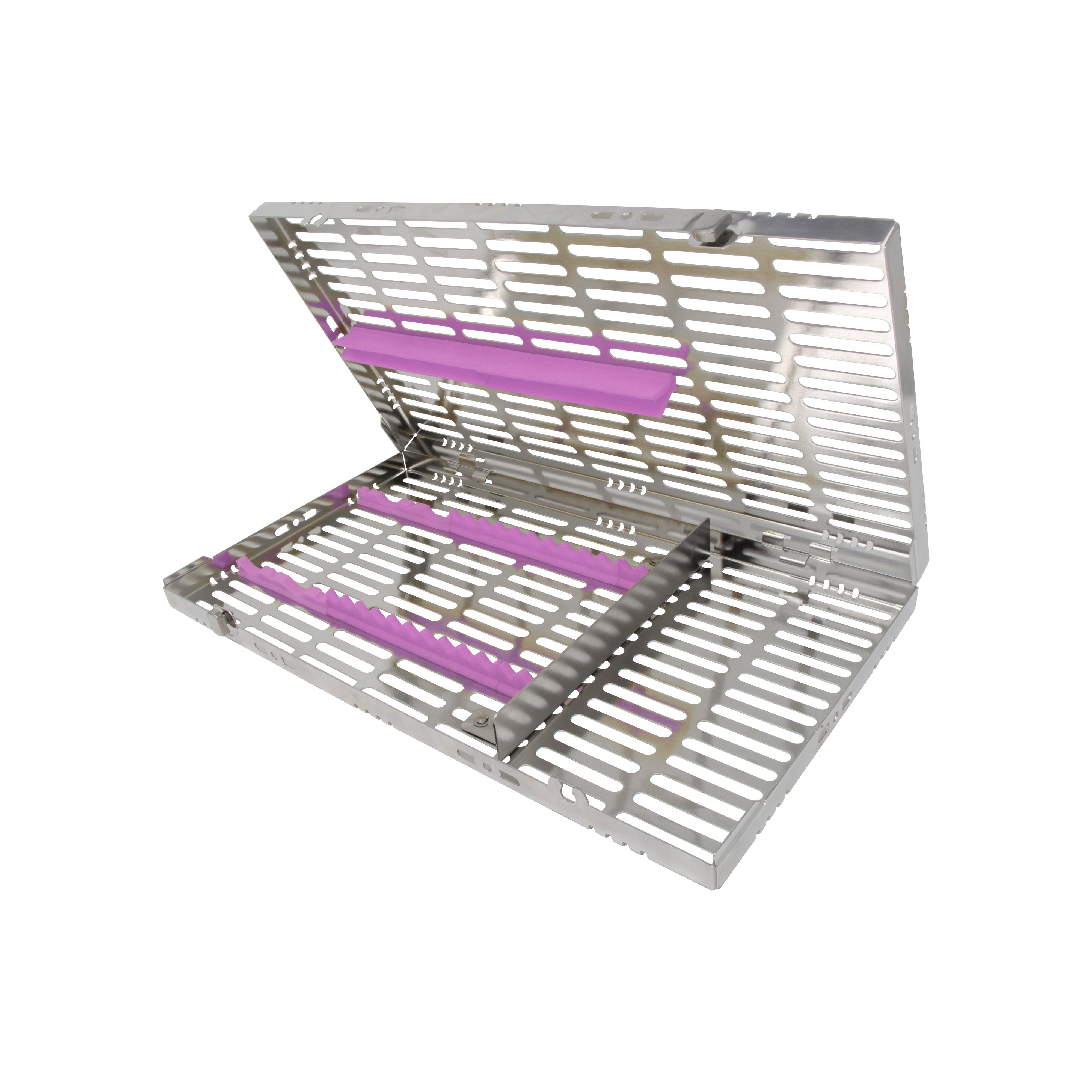Sterilization Cassette for 16 Instruments (4 Elevators), With Adjustable Accessory Area, Oral Surgery Set Up - 370*202*30 MM - HiTeck Medical Instruments