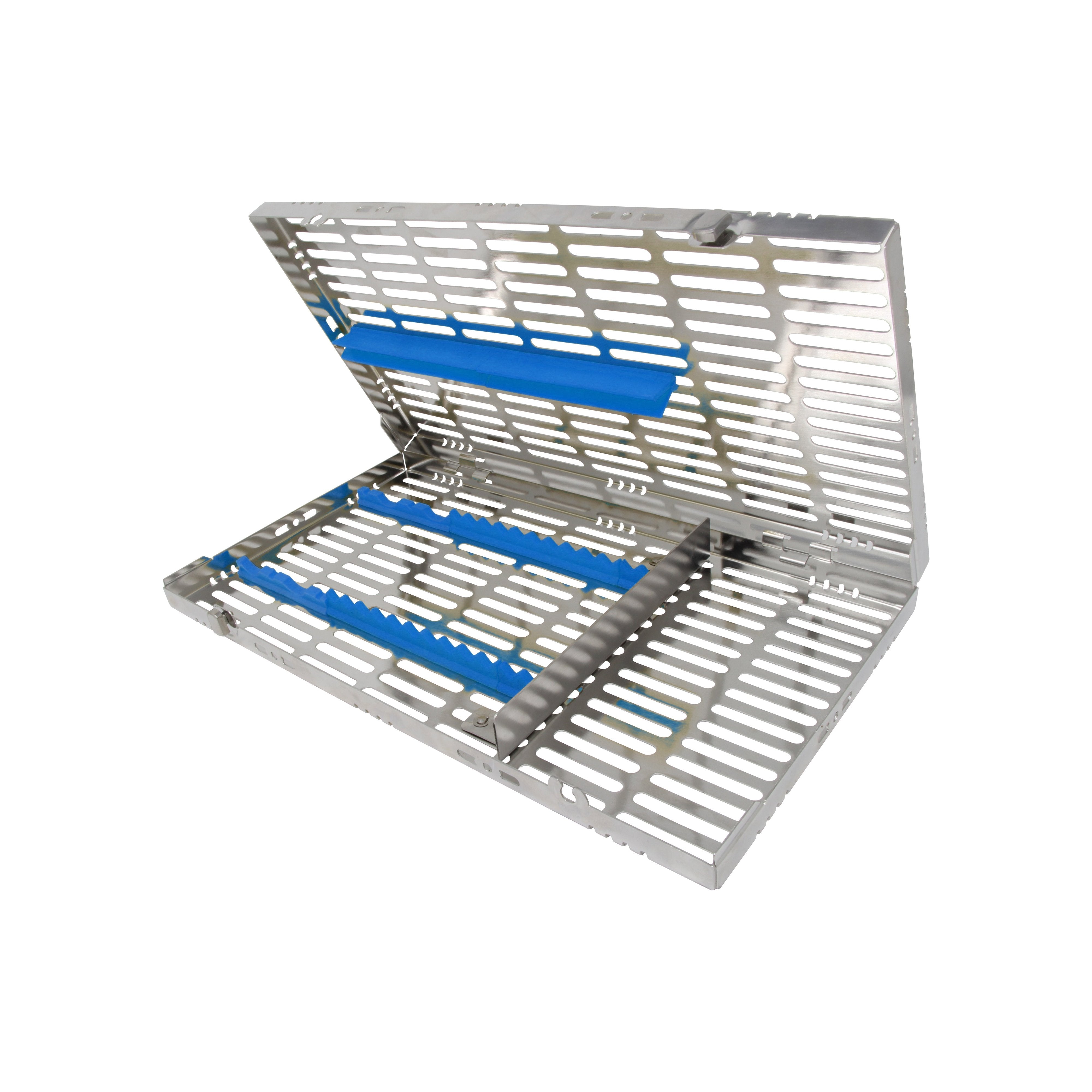 Sterilization Cassette for 16 Instruments (4 Elevators), With Adjustable Accessory Area, Oral Surgery Set Up - 370*202*30 MM - HiTeck Medical Instruments