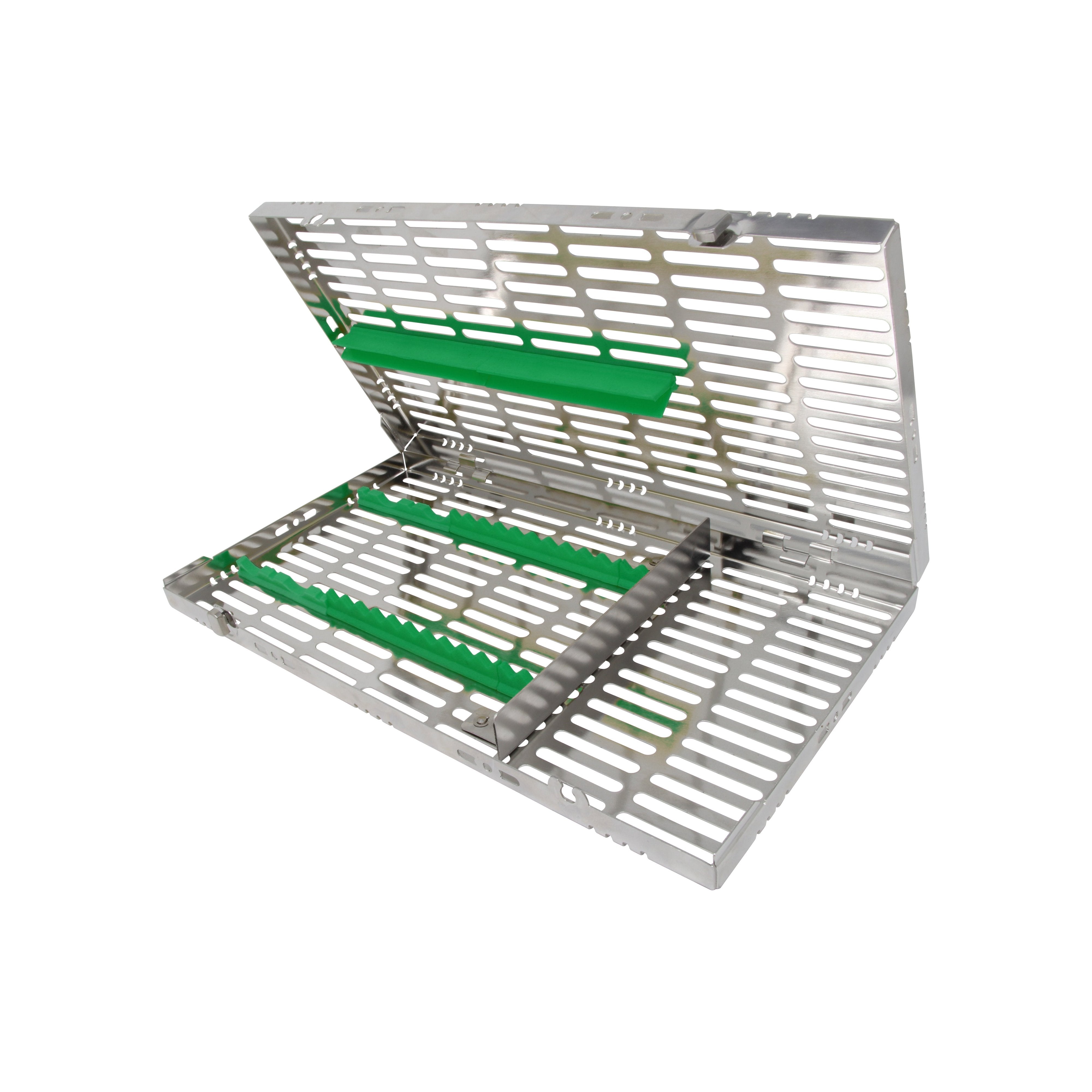 Sterilization Cassette for 16 Instruments (4 Elevators), With Adjustable Accessory Area, Oral Surgery Set Up - 370*202*30 MM - HiTeck Medical Instruments