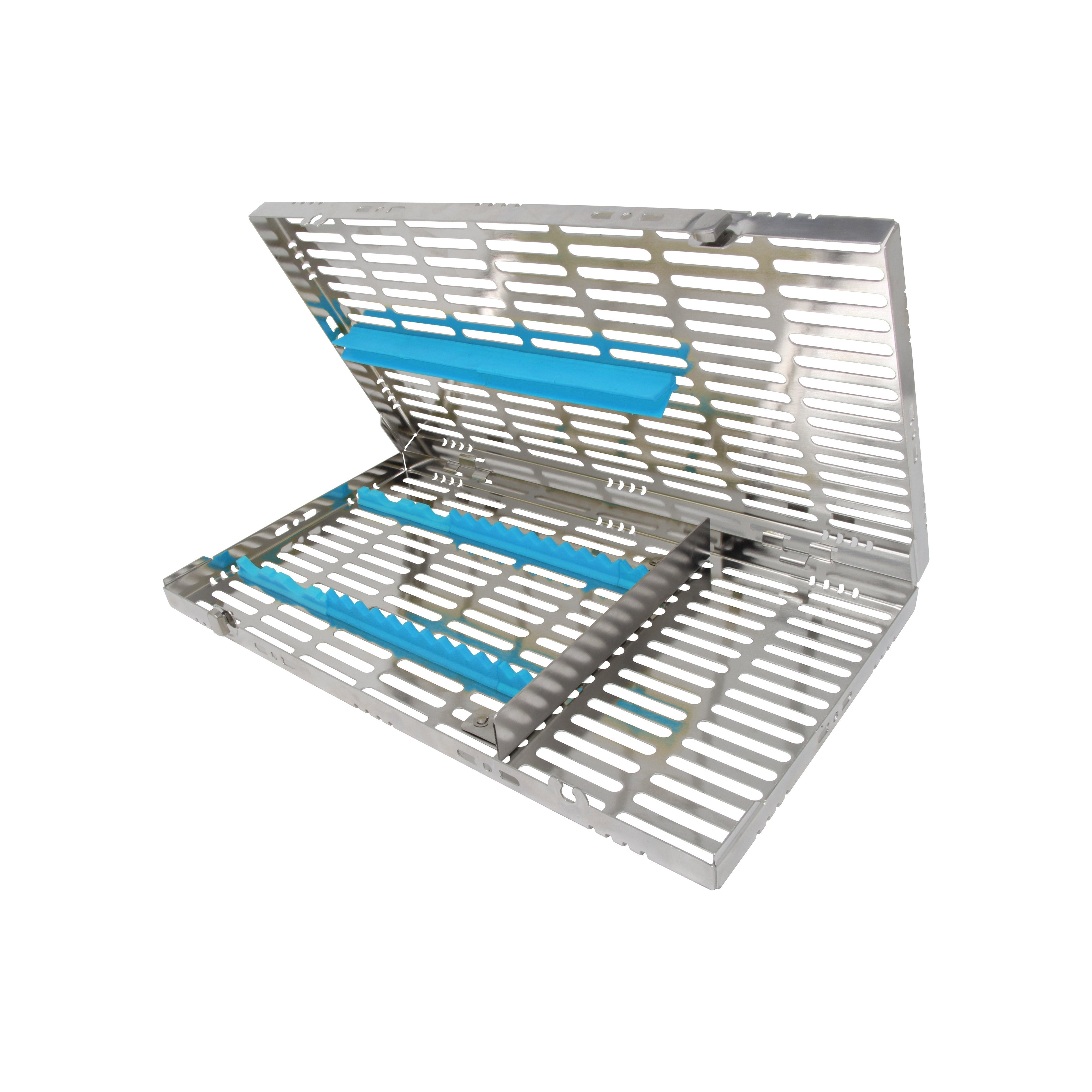 Sterilization Cassette for 16 Instruments (4 Elevators), With Adjustable Accessory Area, Oral Surgery Set Up - 370*202*30 MM - HiTeck Medical Instruments