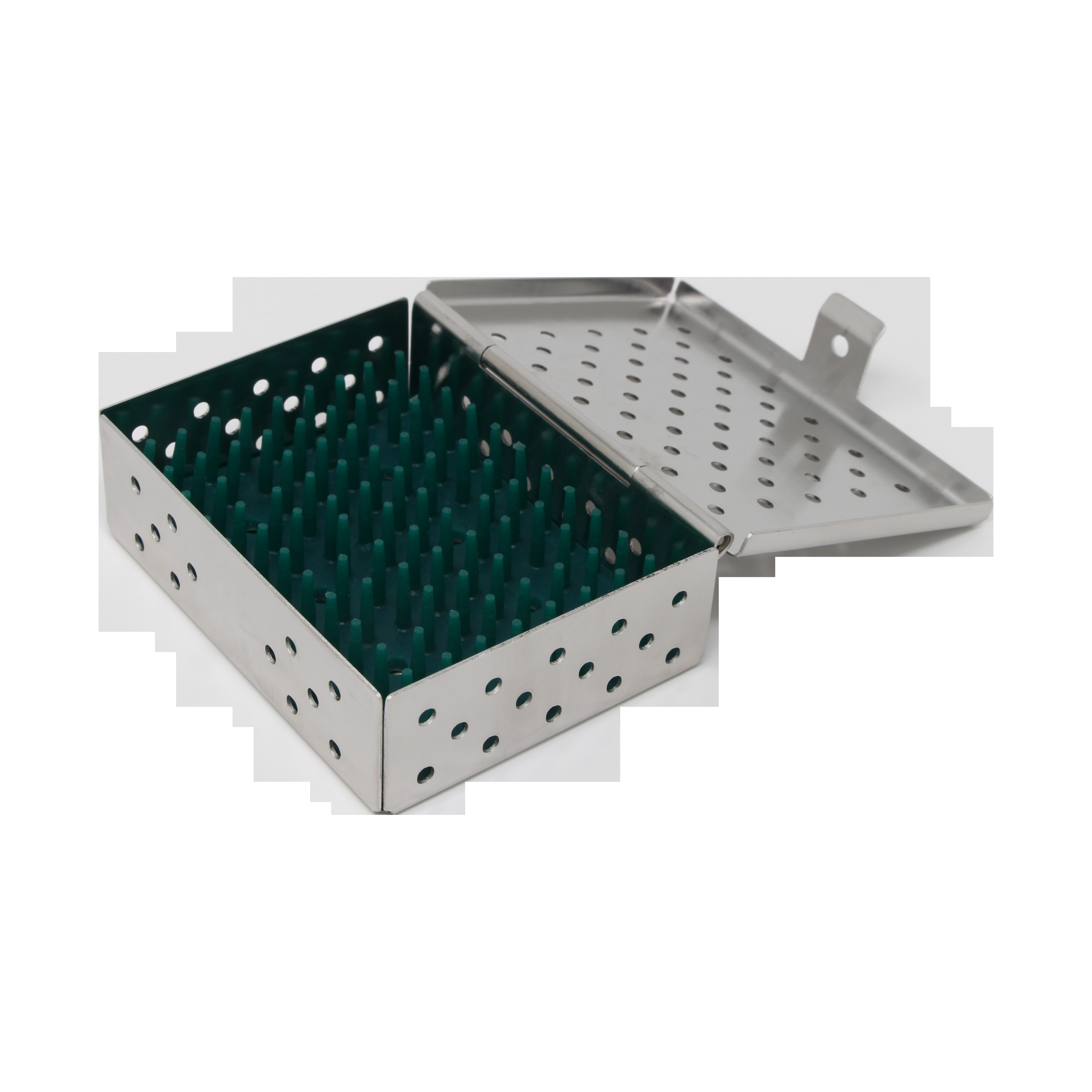 Sterilization Cassette for Clamps, Small Parts & Handpieces, With Silicone Mat - 80x60x25, Non Detachable - HiTeck Medical Instruments