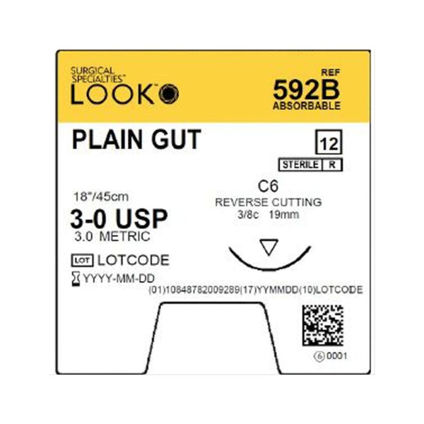 Look Suture 592B Plain Cut 3/8C
