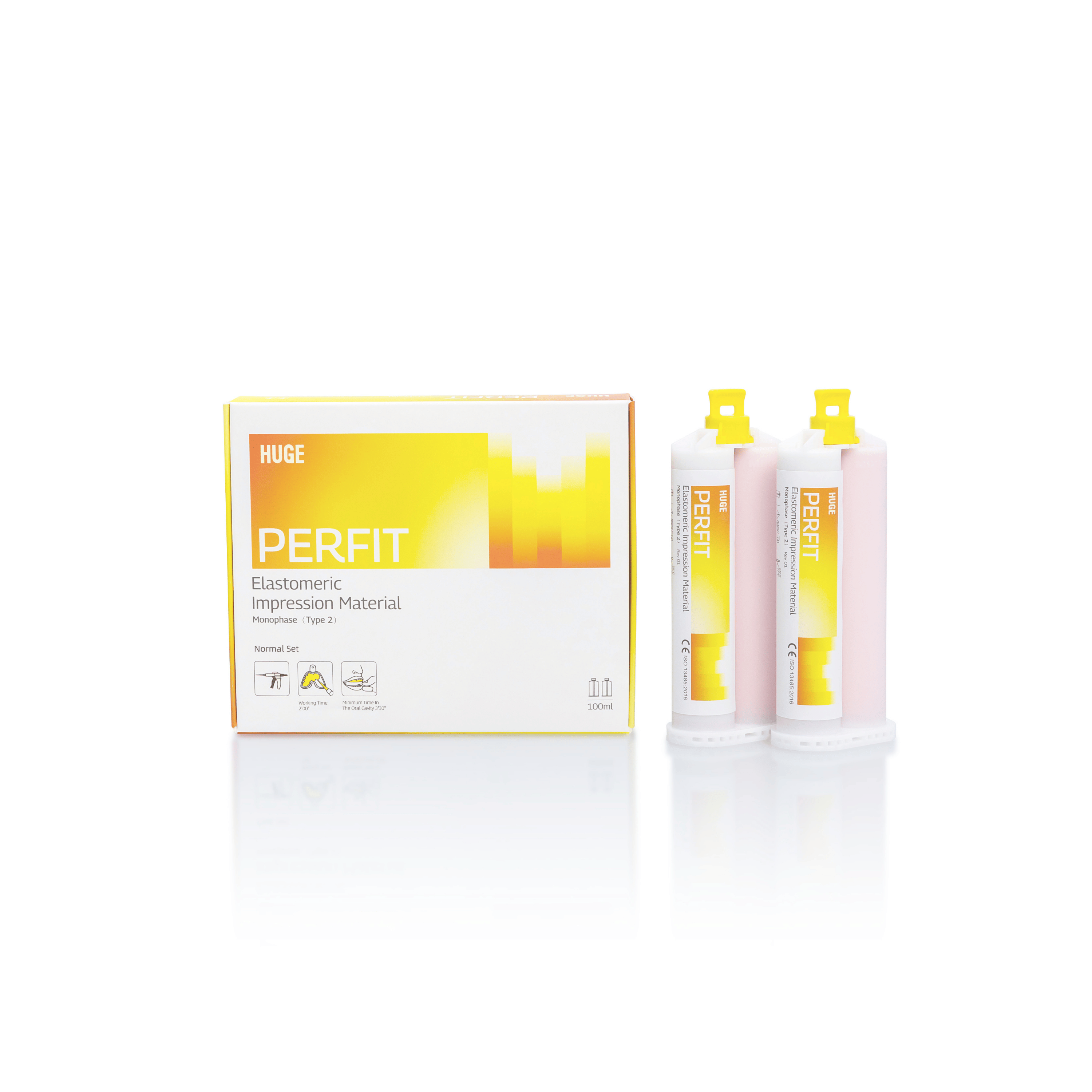 PERFIT Monophase impression material packaging with two bottles on a white background