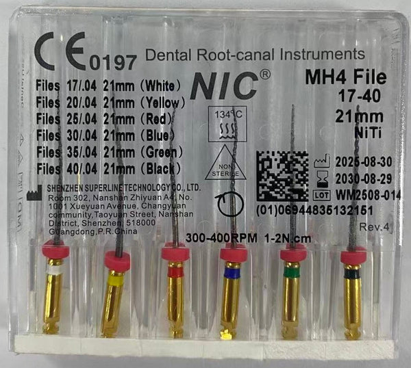 NIC MH4 File Niti 6/Pk – Rotary Endodontic File (.04 Taper)
