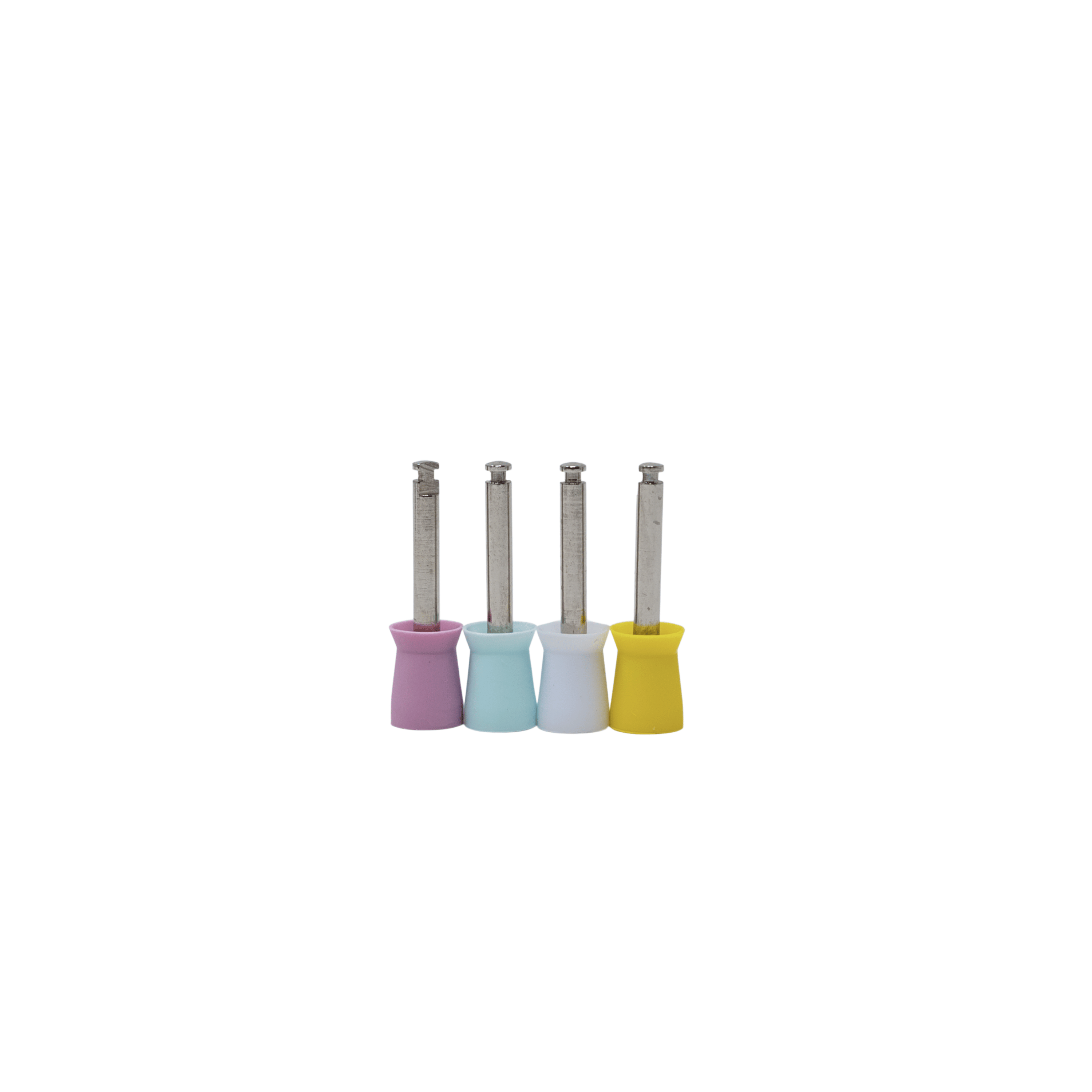 EBIKO latch-type plain prophy cups in soft, four pastel colour-coded cups for dental polishing